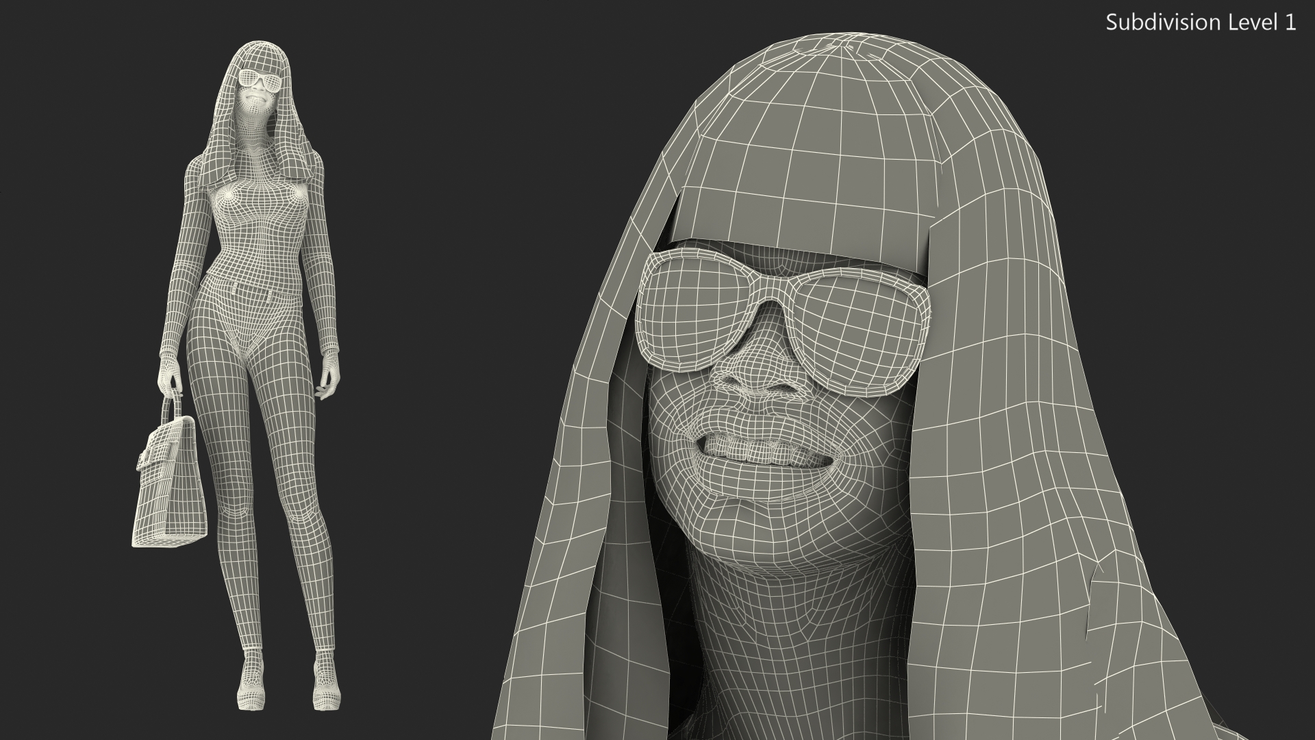 3D Fashionable Style Teenage Light Skin Black Girl Standing Pose