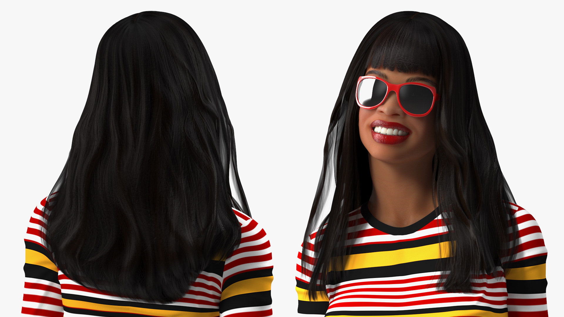 3D Fashionable Style Teenage Light Skin Black Girl Standing Pose