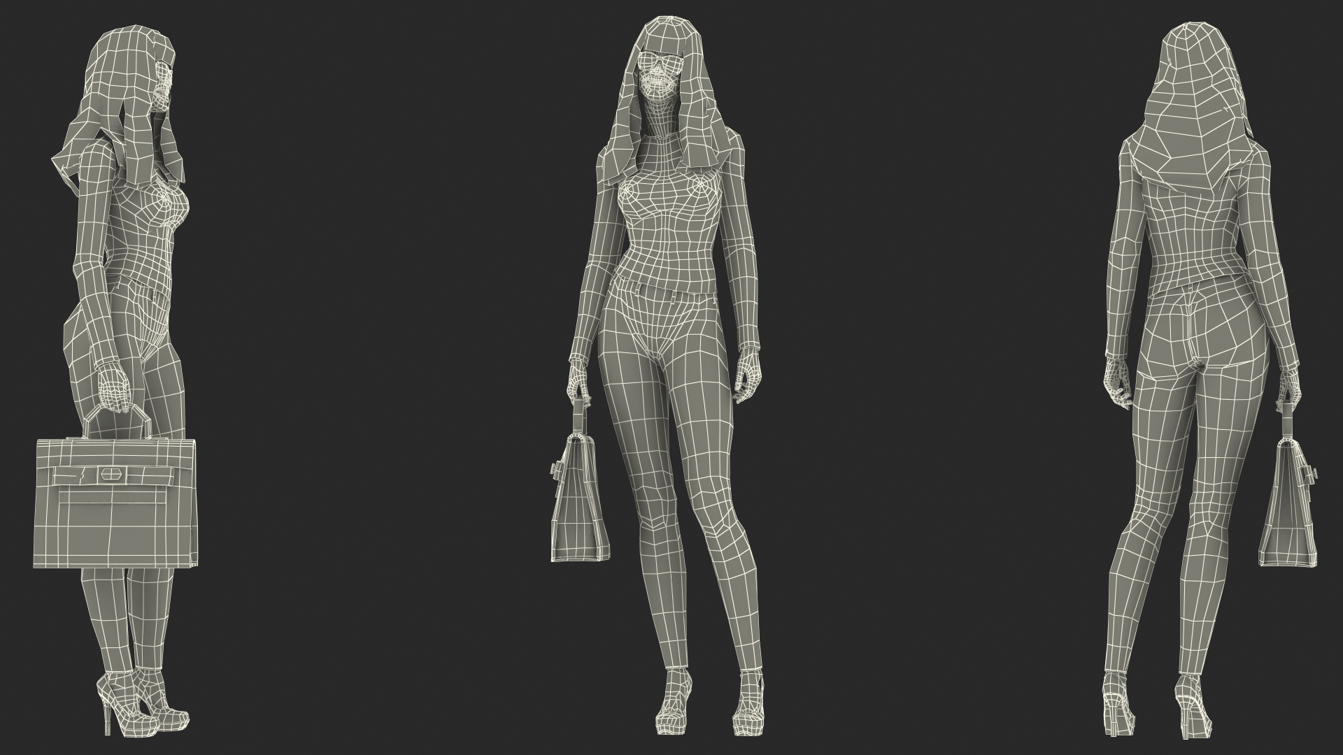 3D Fashionable Style Teenage Light Skin Black Girl Standing Pose