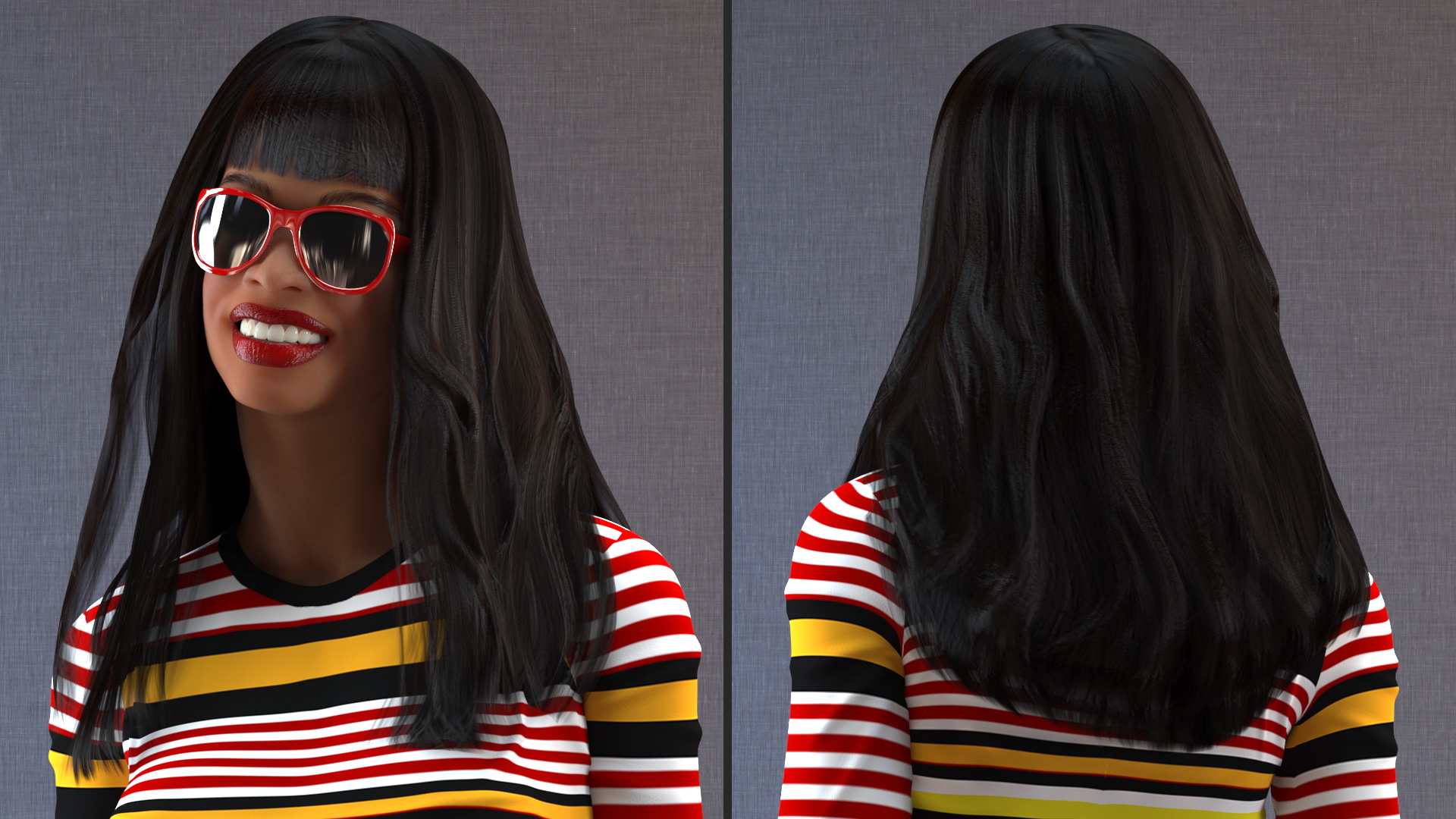 3D Fashionable Style Teenage Light Skin Black Girl Standing Pose