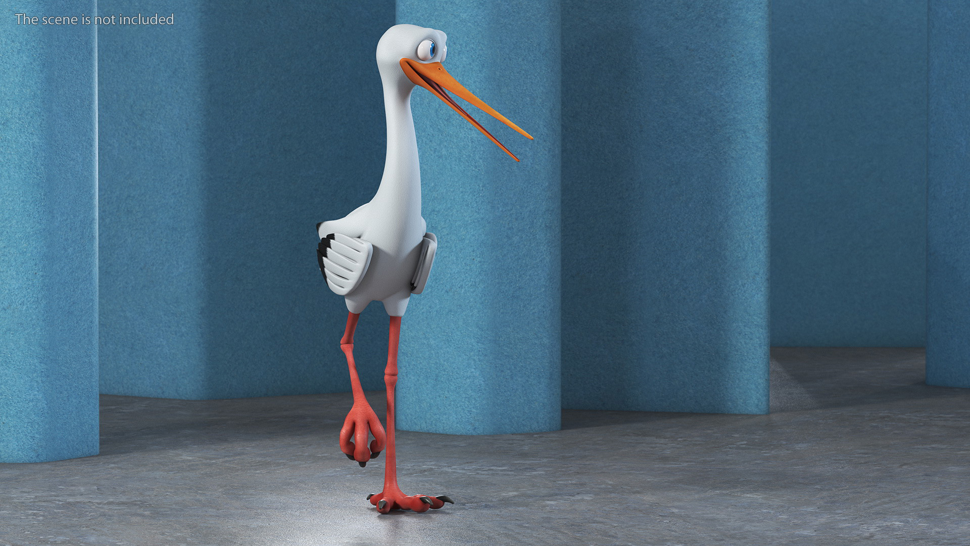 Cartoon Stork Rigged for Maya 3D model