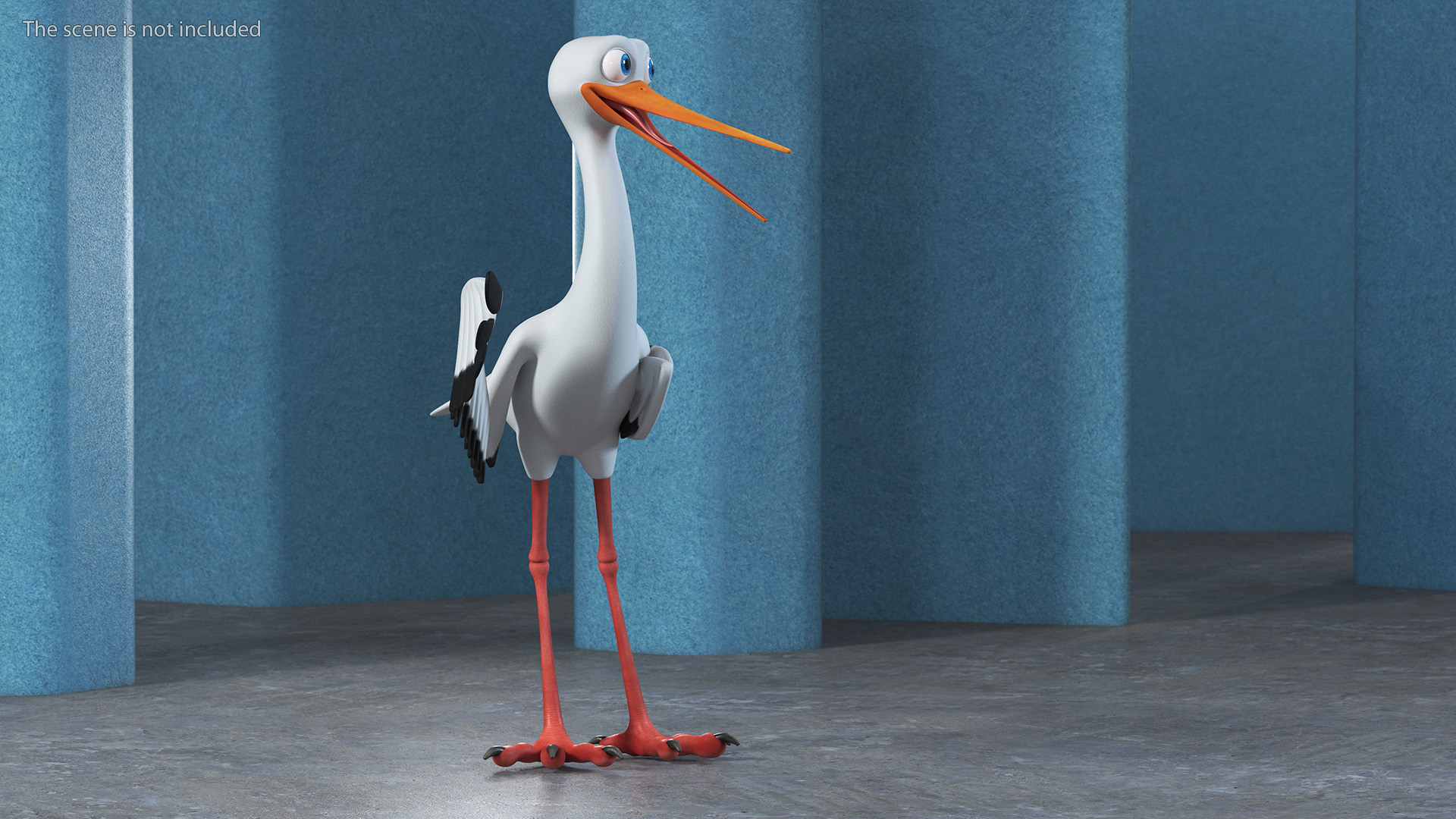 Cartoon Stork Rigged for Maya 3D model