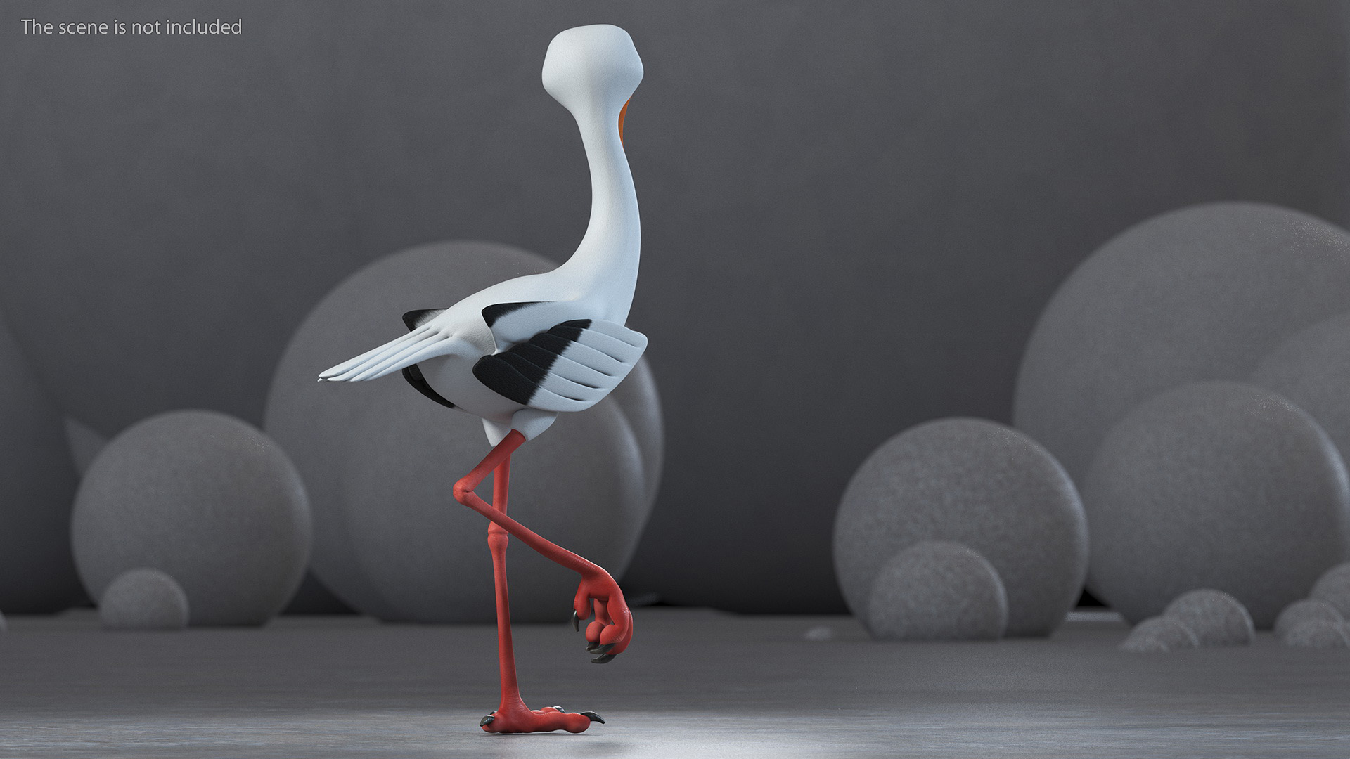 Cartoon Stork Rigged for Maya 3D model