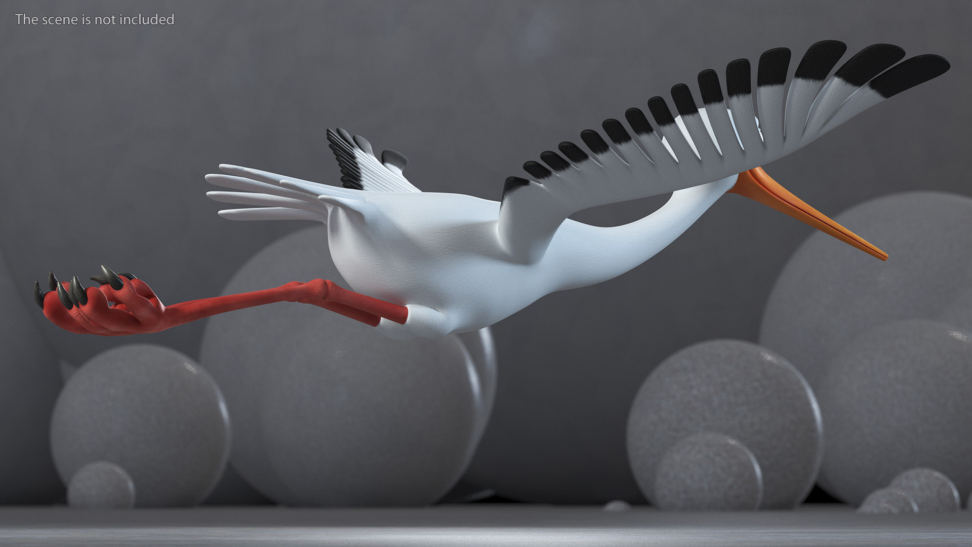 Cartoon Stork Rigged for Maya 3D model