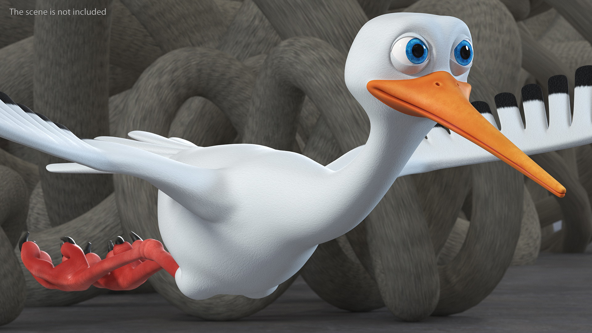 Cartoon Stork Rigged for Maya 3D model
