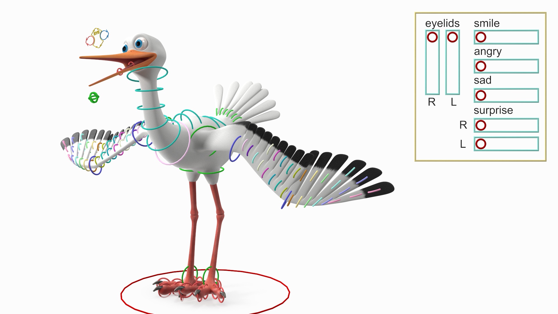 Cartoon Stork Rigged for Maya 3D model