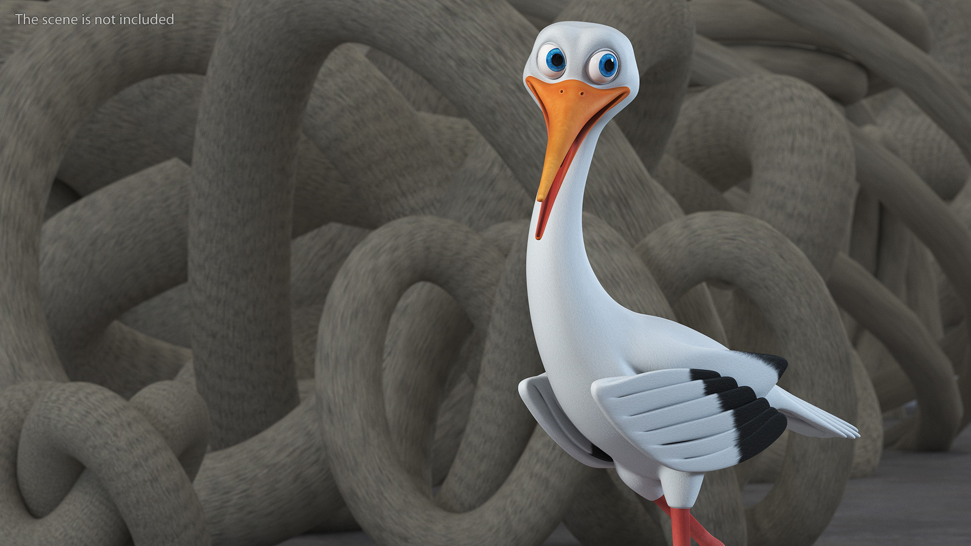 Cartoon Stork Rigged for Maya 3D model