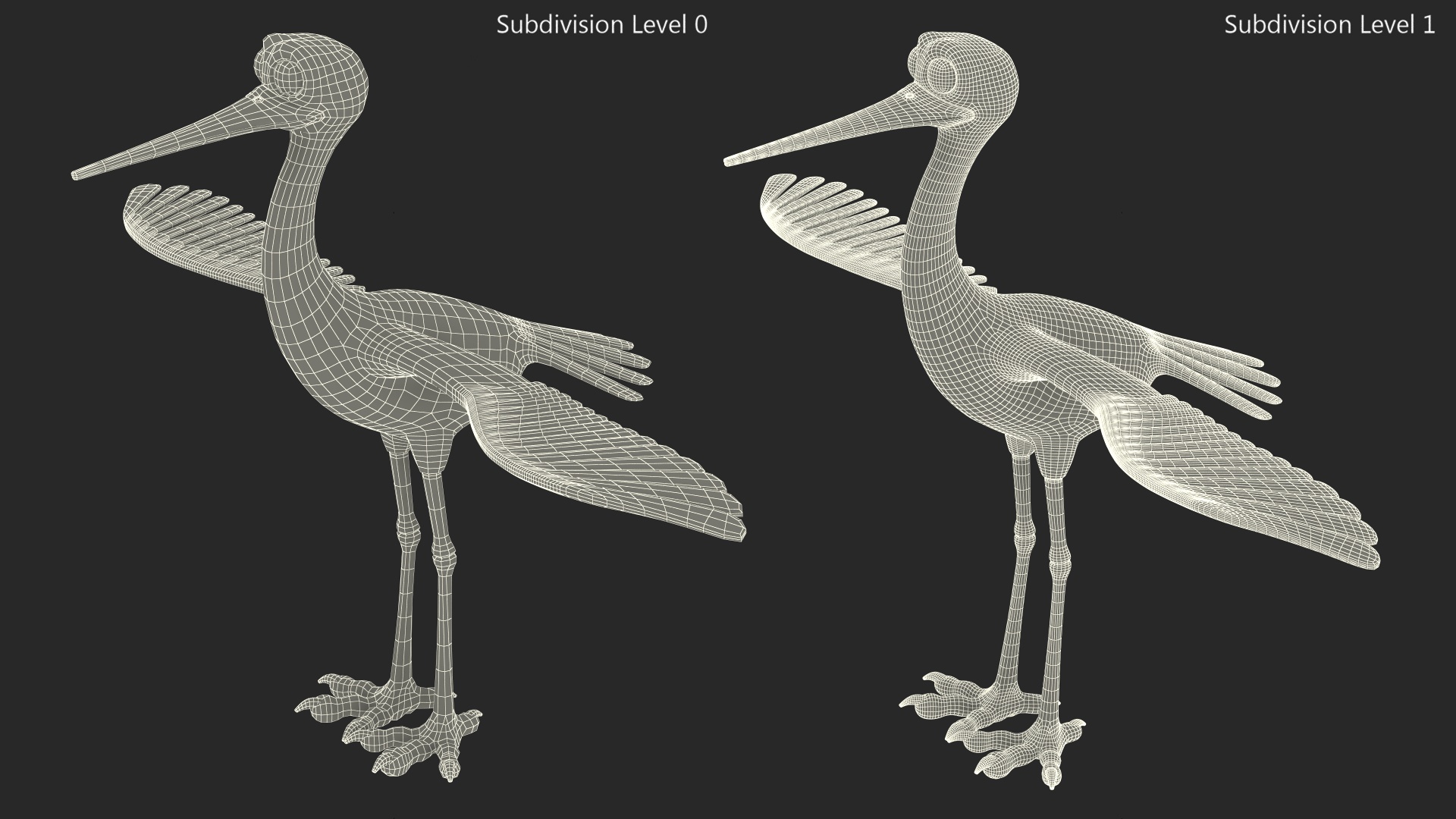 Cartoon Stork Rigged for Maya 3D model