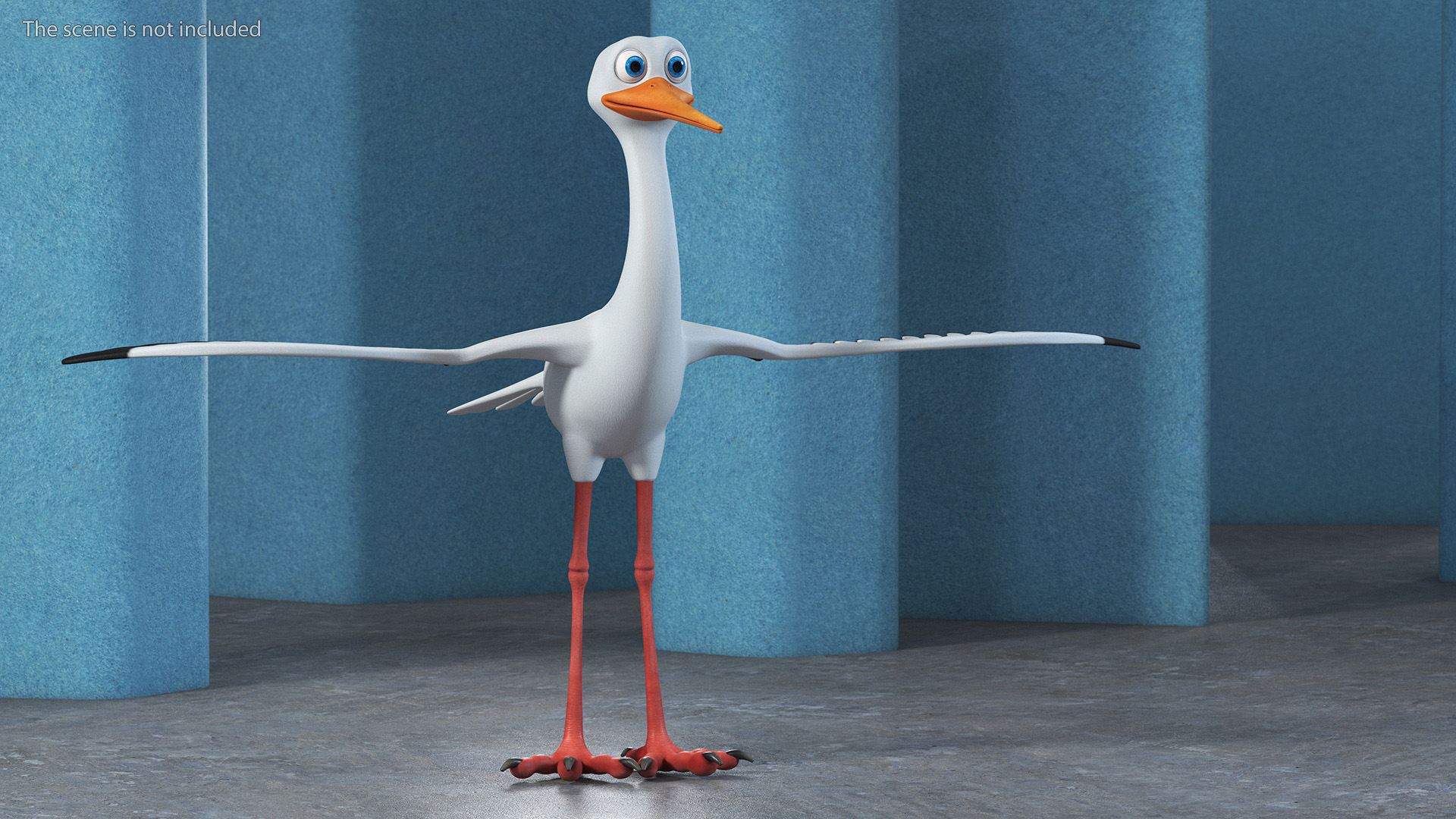 Cartoon Stork Rigged for Maya 3D model