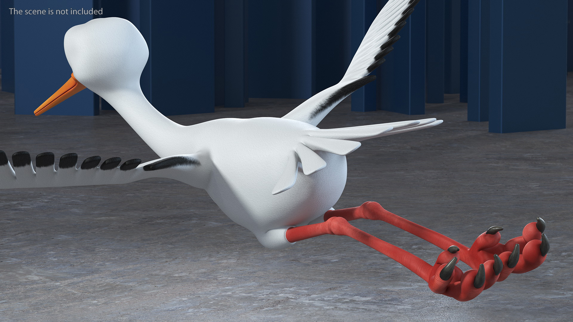 Cartoon Stork Rigged for Maya 3D model