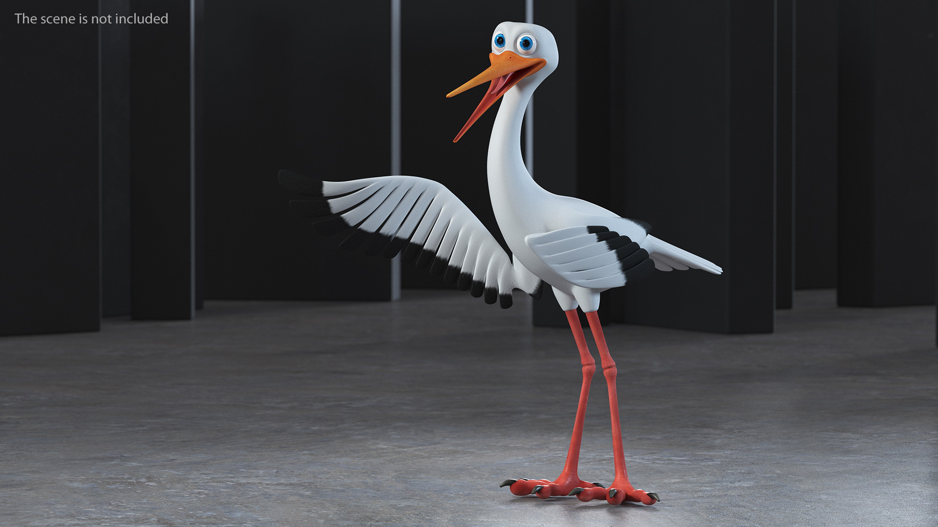 Cartoon Stork Rigged for Maya 3D model