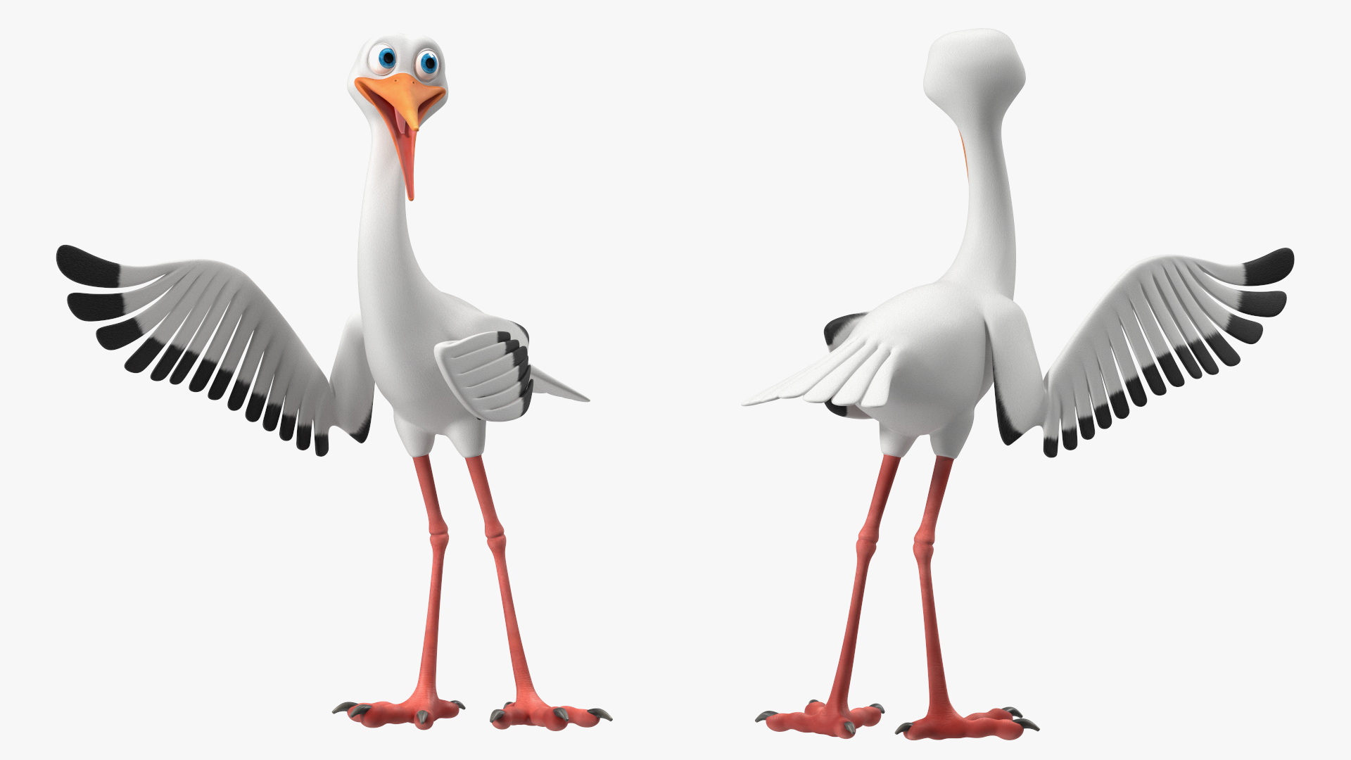 Cartoon Stork Rigged for Maya 3D model
