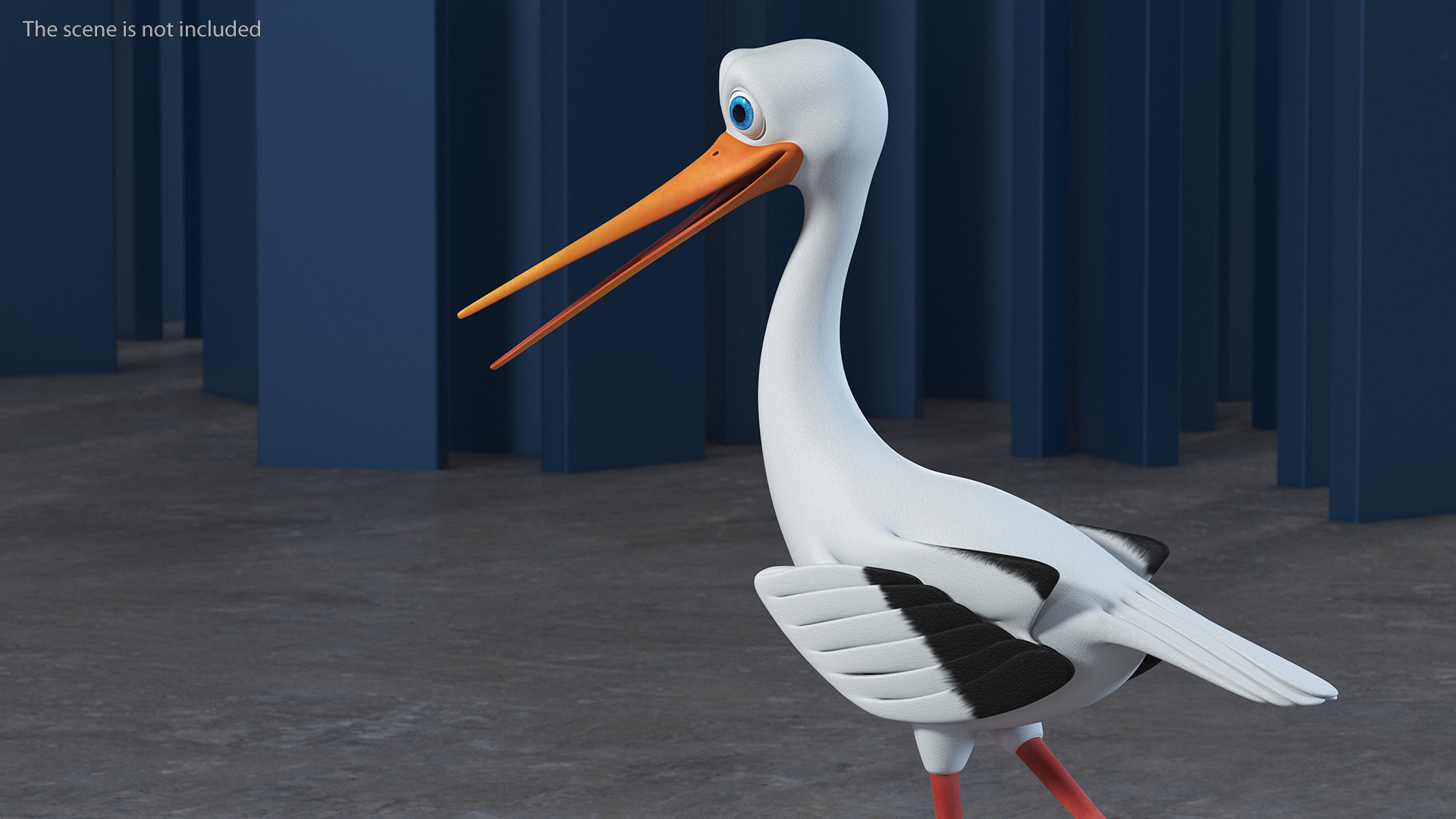 Cartoon Stork Rigged for Maya 3D model
