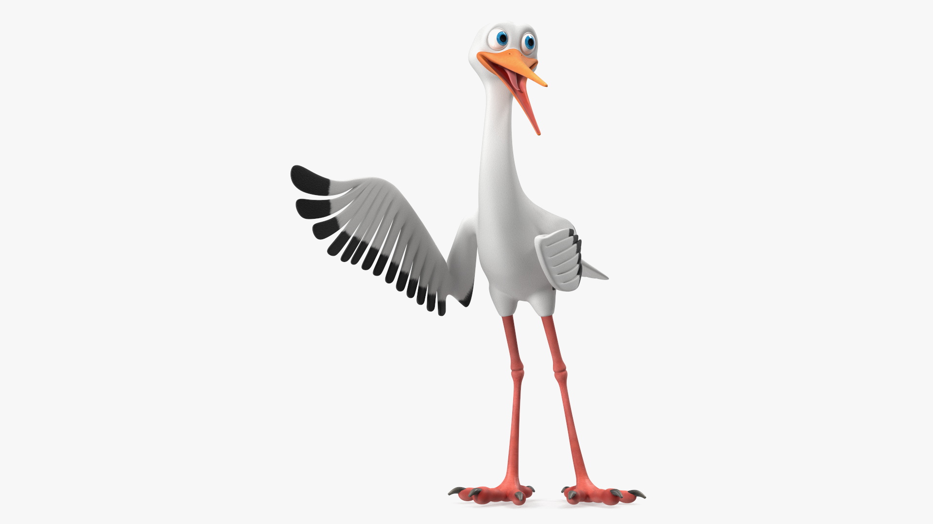 Cartoon Stork Rigged for Maya 3D model