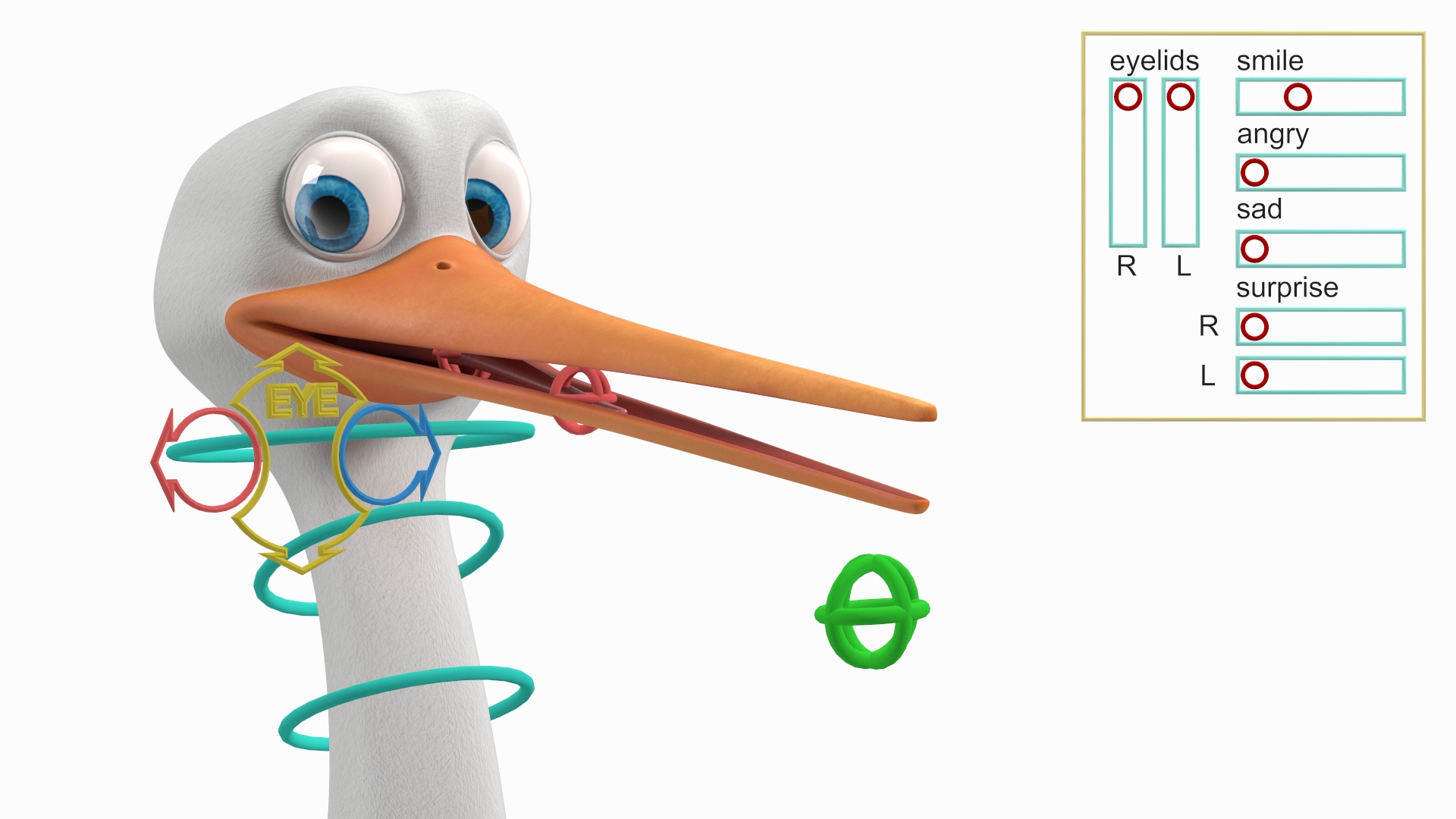 Cartoon Stork Rigged for Maya 3D model
