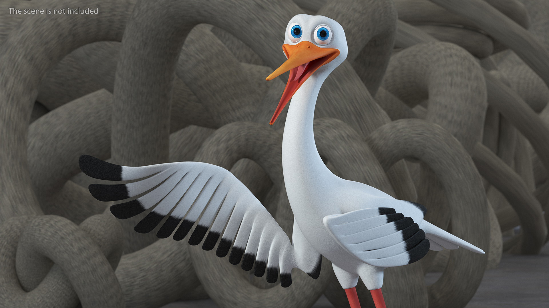 Cartoon Stork Rigged for Maya 3D model