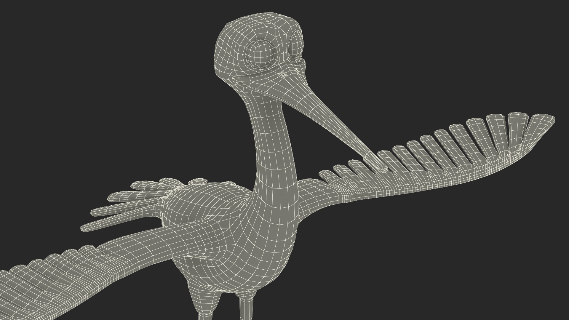 Cartoon Stork Rigged for Maya 3D model