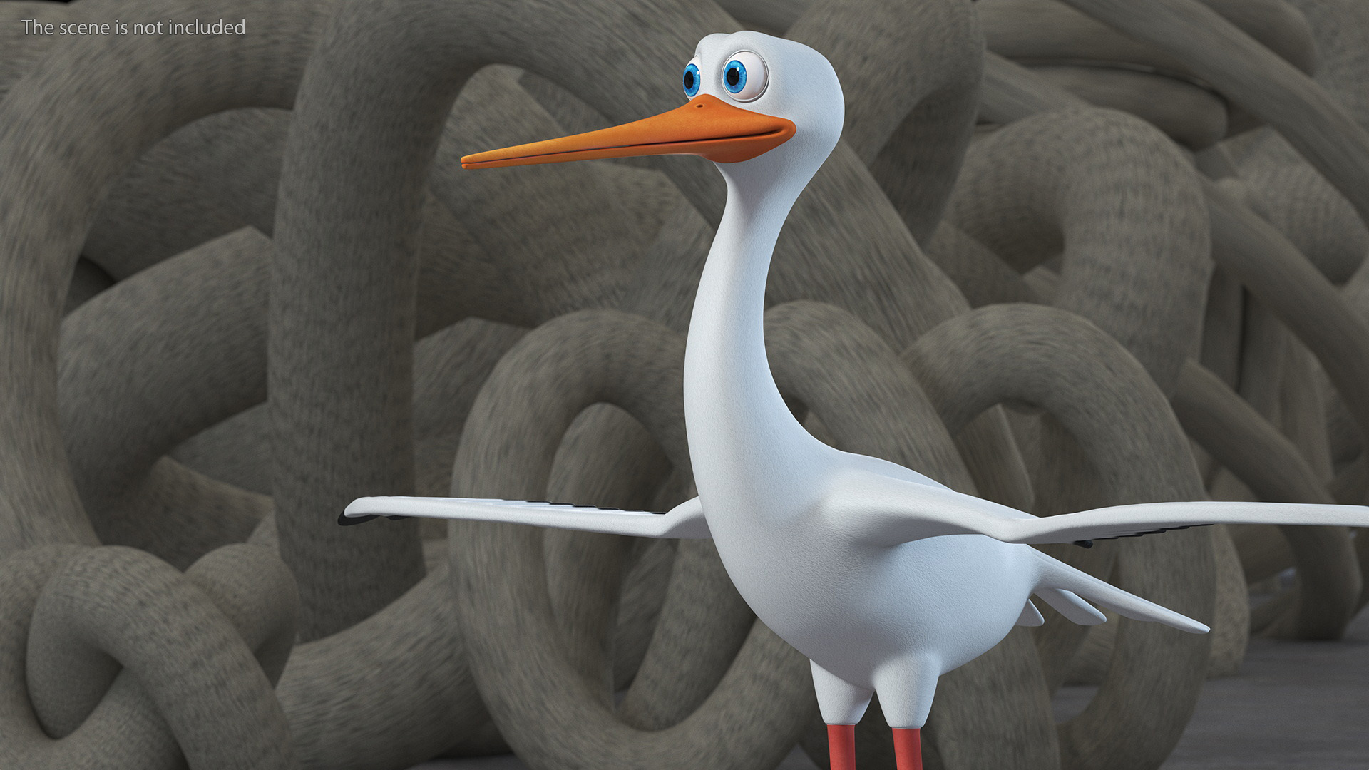 Cartoon Stork Rigged for Maya 3D model