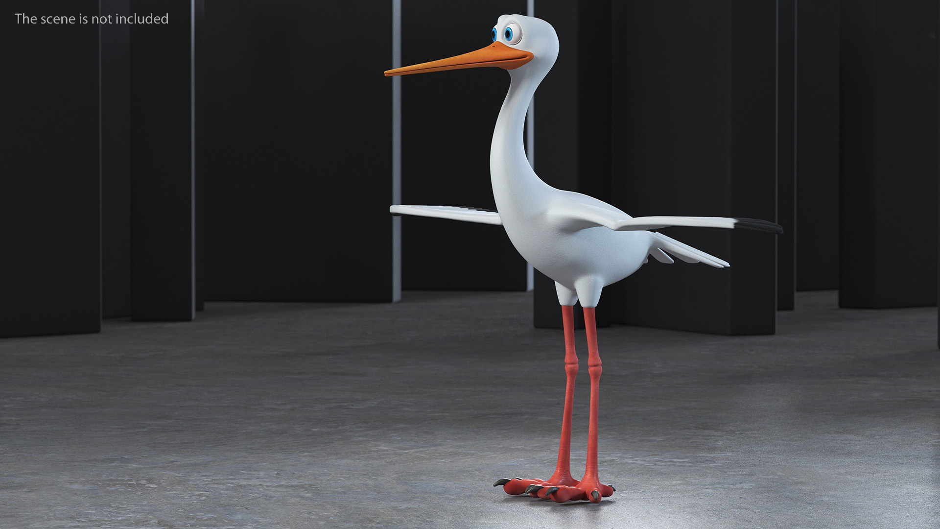 Cartoon Stork Rigged for Maya 3D model