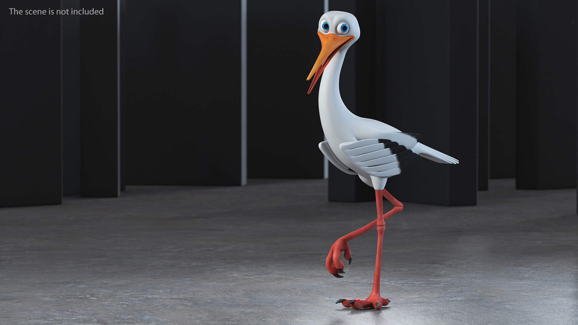 Cartoon Stork Rigged for Maya 3D model