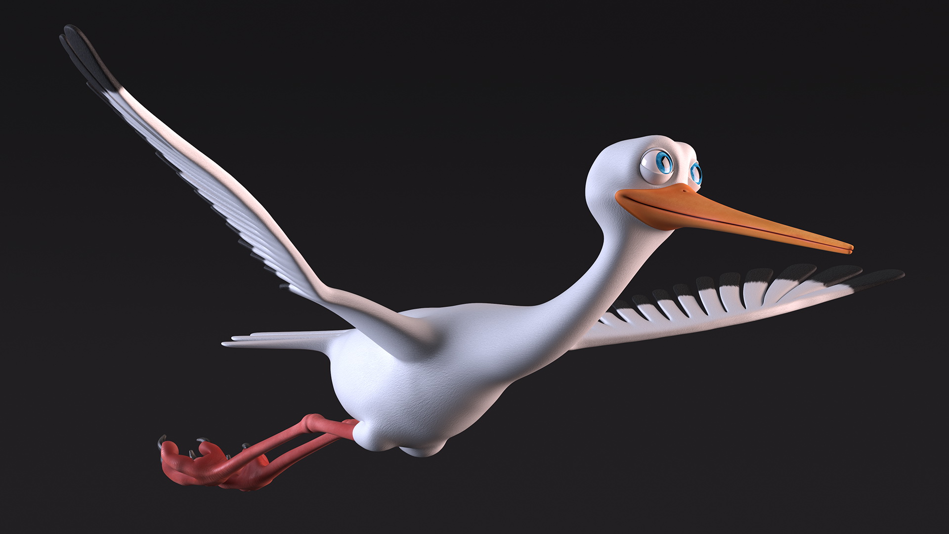 Cartoon Stork Rigged for Maya 3D model