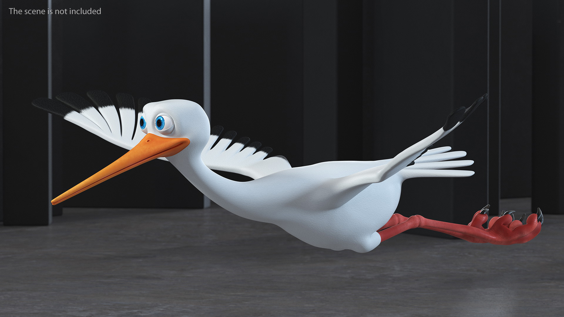 Cartoon Stork Rigged for Maya 3D model