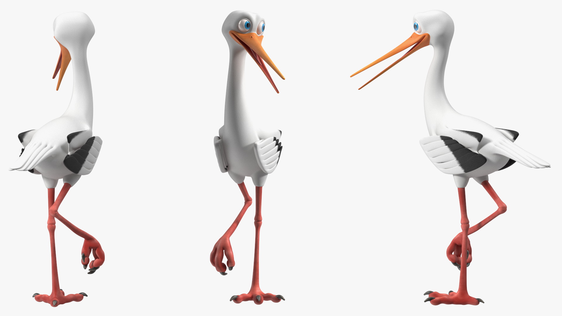 Cartoon Stork Rigged for Maya 3D model
