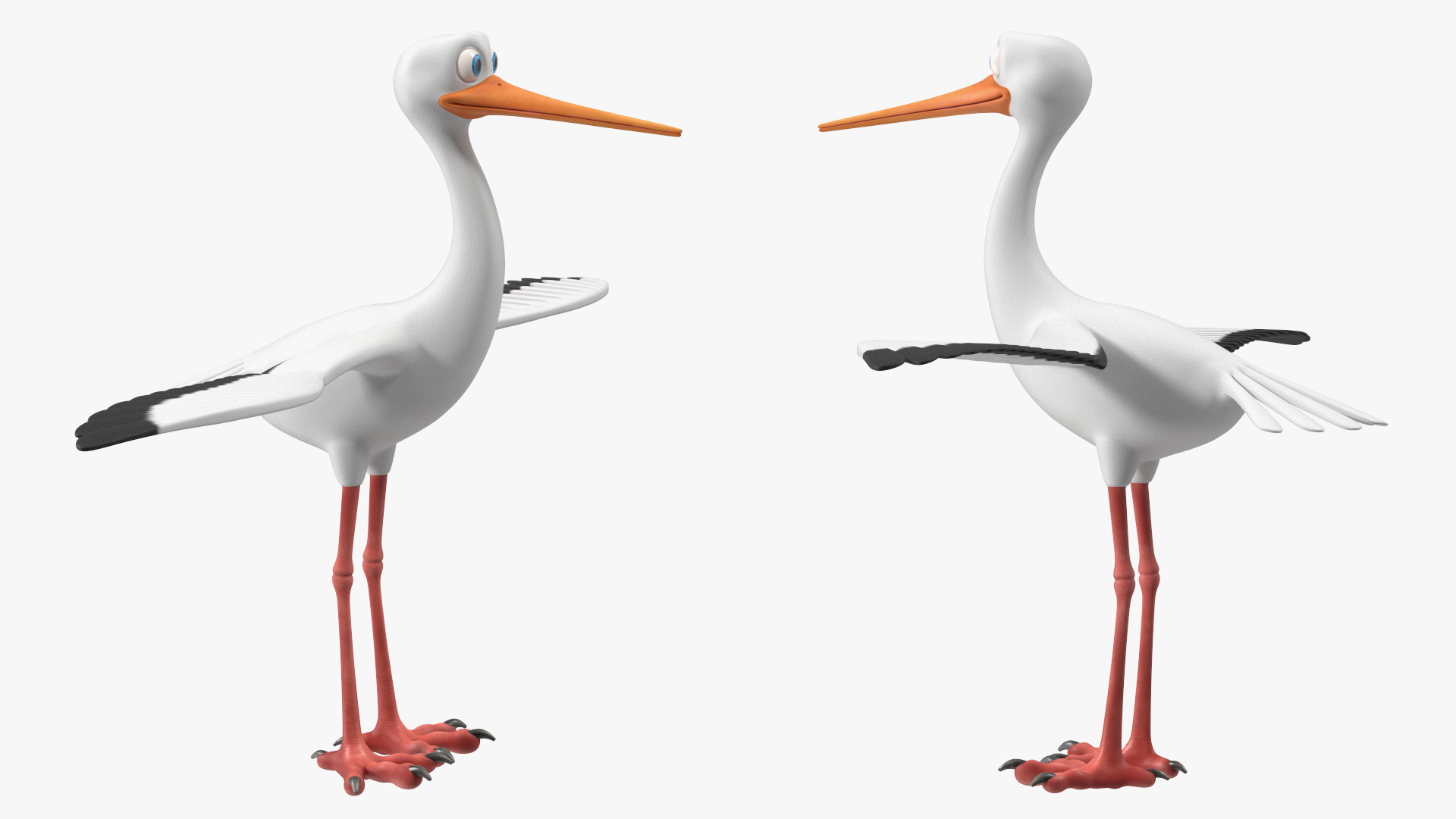 Cartoon Stork Rigged for Maya 3D model