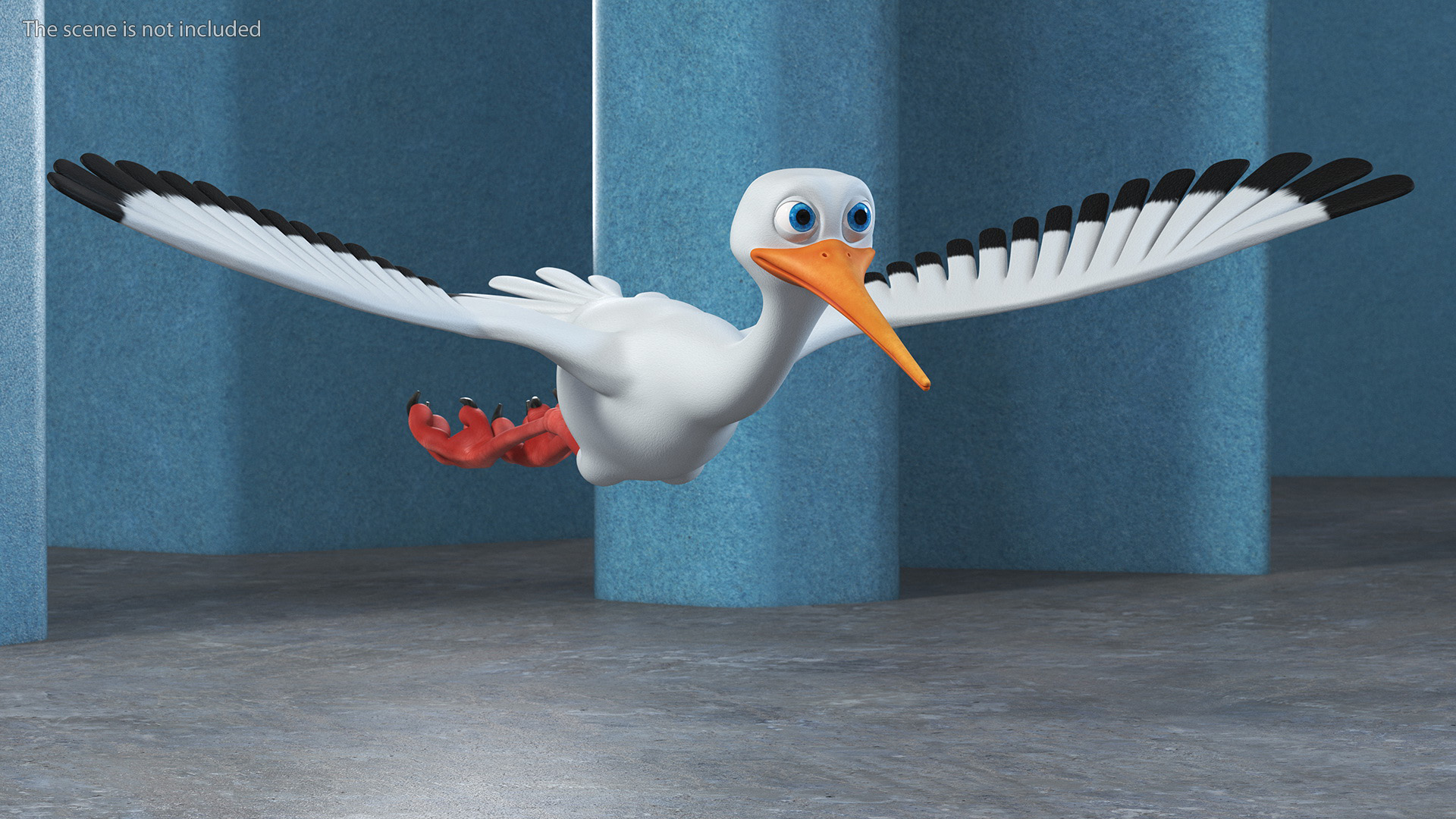 Cartoon Stork Rigged for Maya 3D model