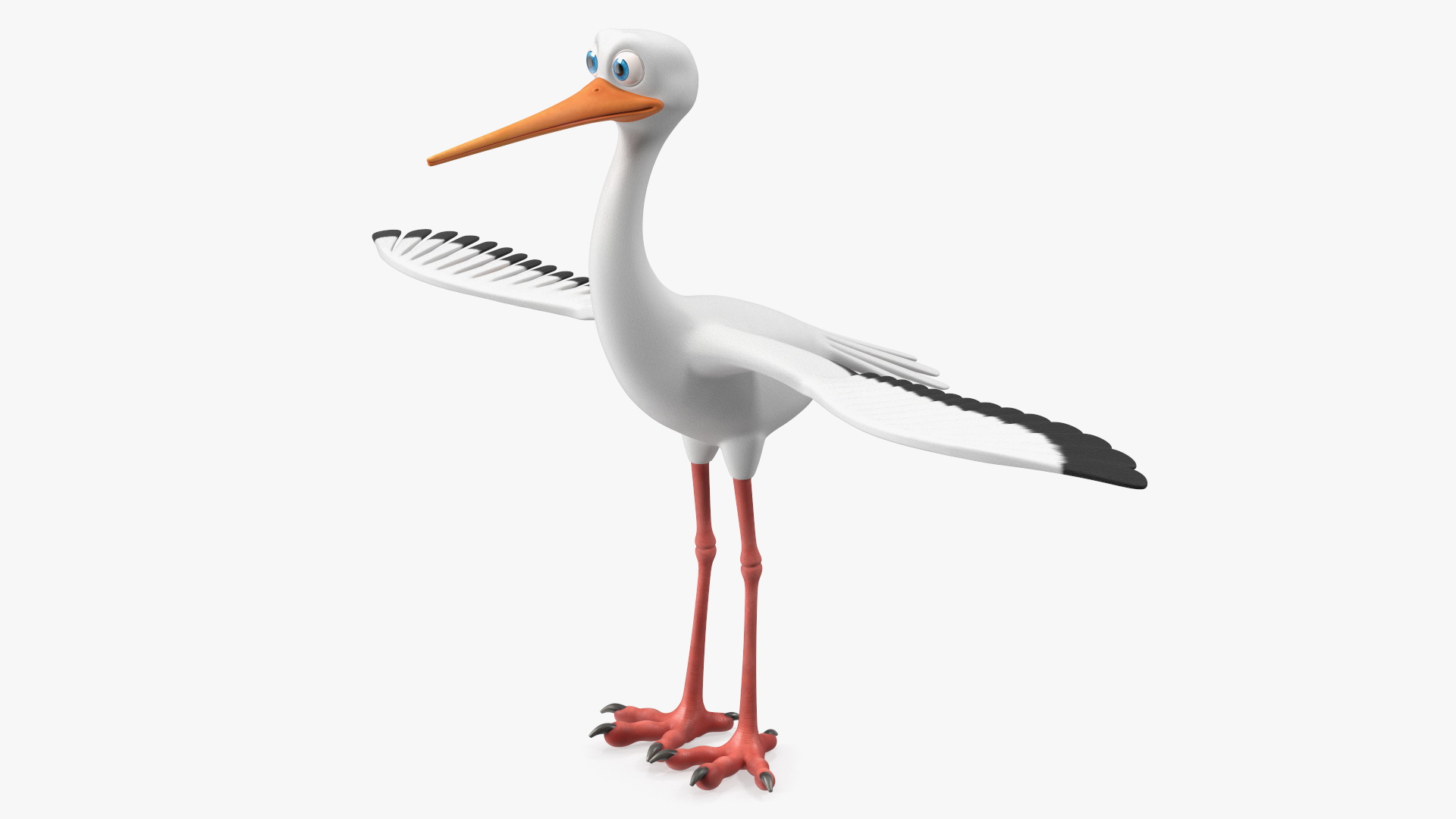 Cartoon Stork Rigged for Maya 3D model