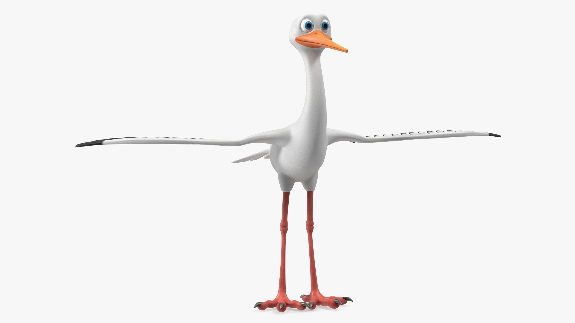 Cartoon Stork Rigged for Maya 3D model