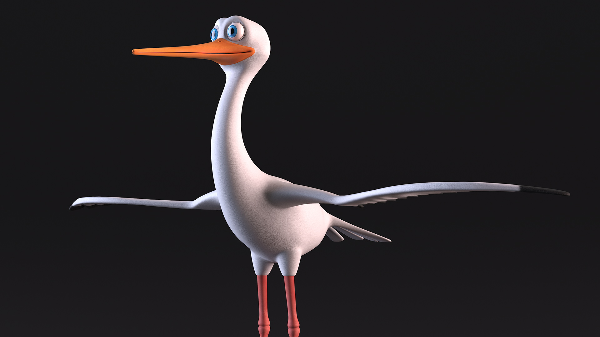 Cartoon Stork Rigged for Maya 3D model