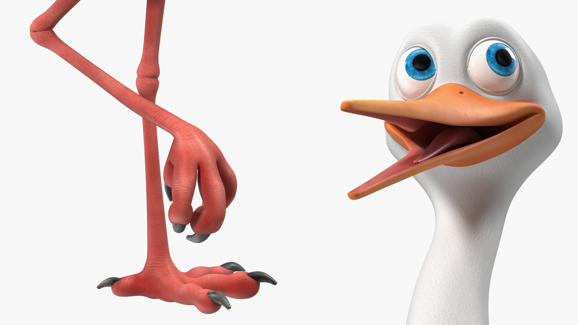 Cartoon Stork Rigged for Maya 3D model
