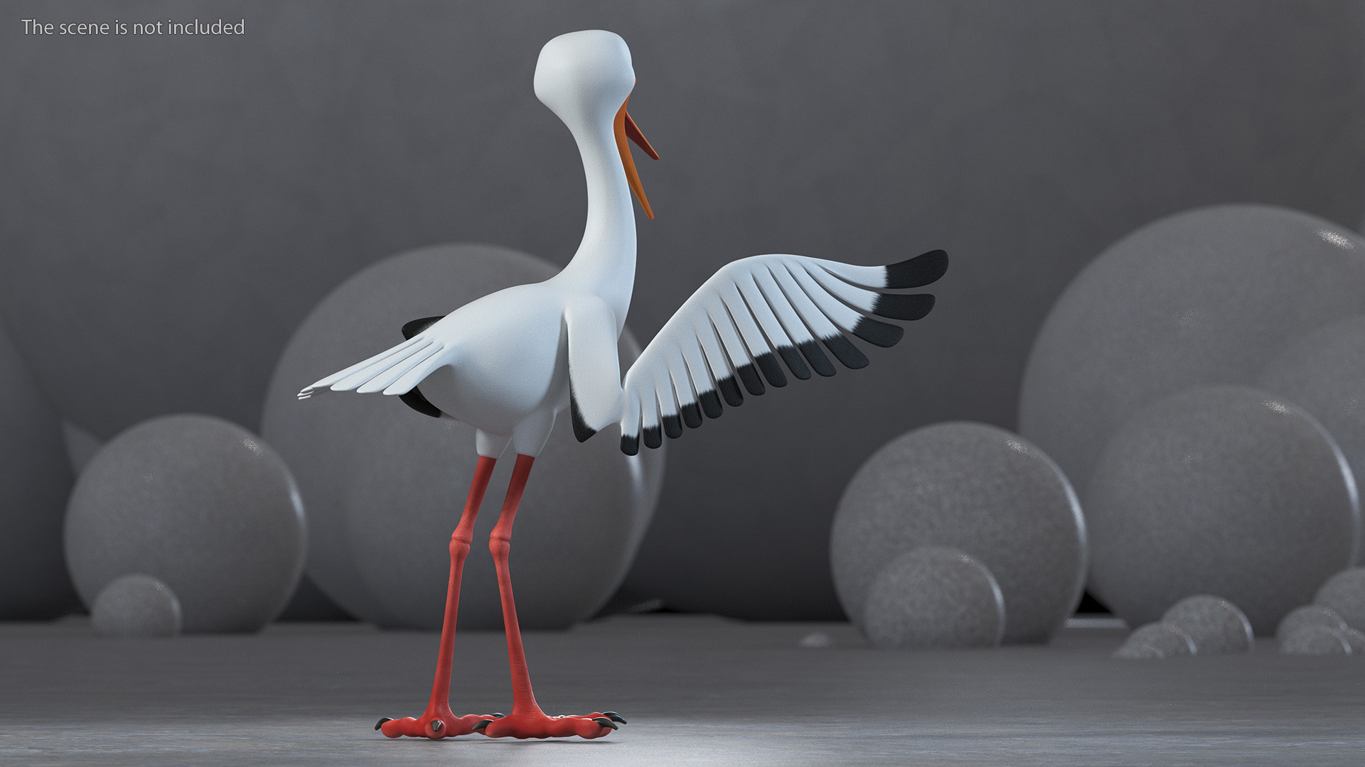 Cartoon Stork Rigged for Maya 3D model