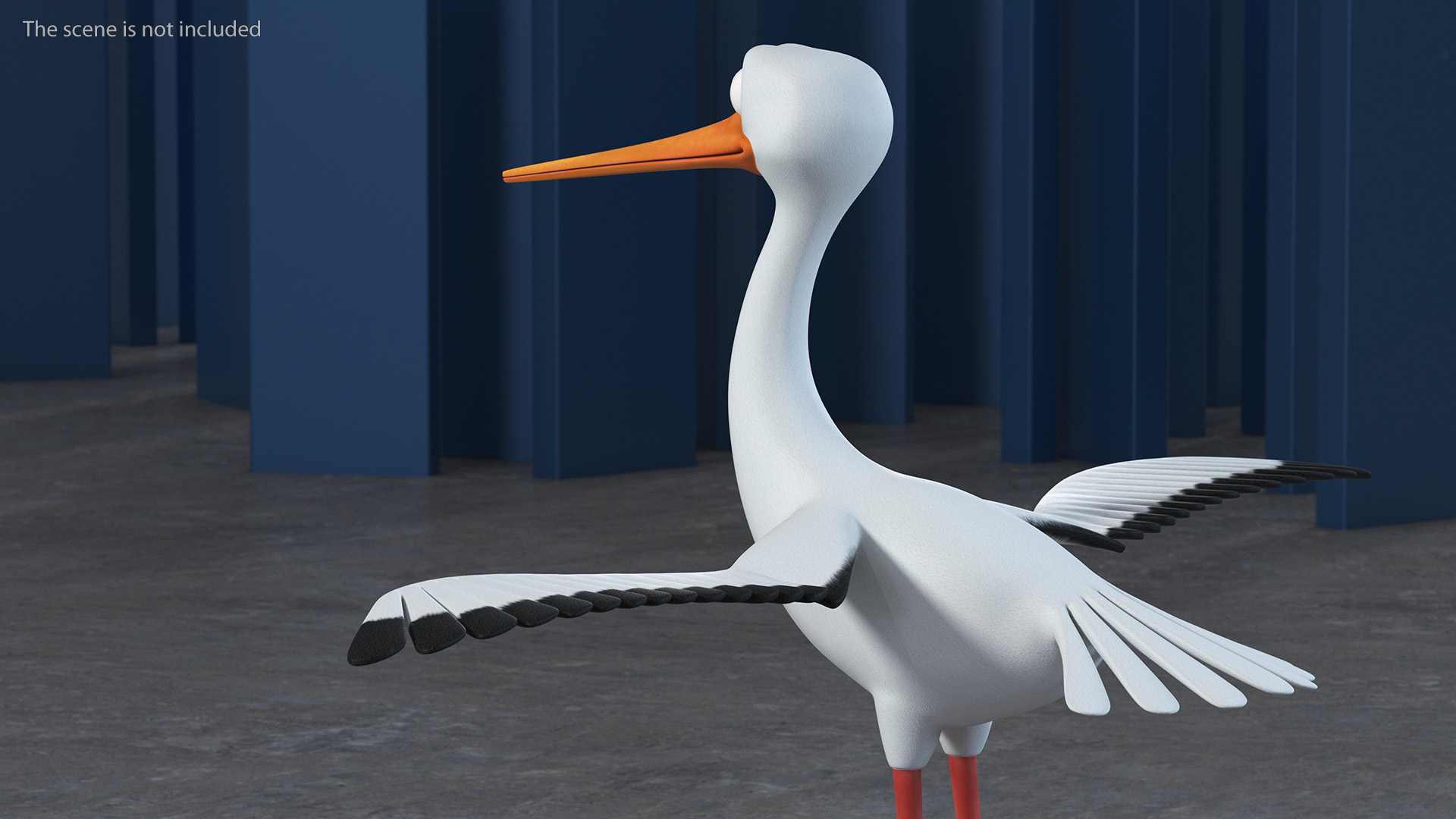 Cartoon Stork Rigged for Maya 3D model