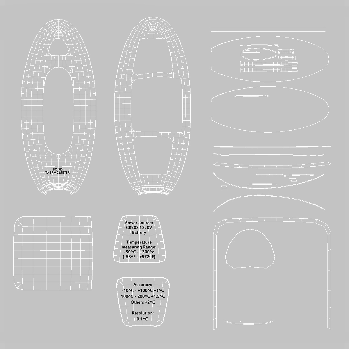 3D Digital Probe Cooking Thermometer model