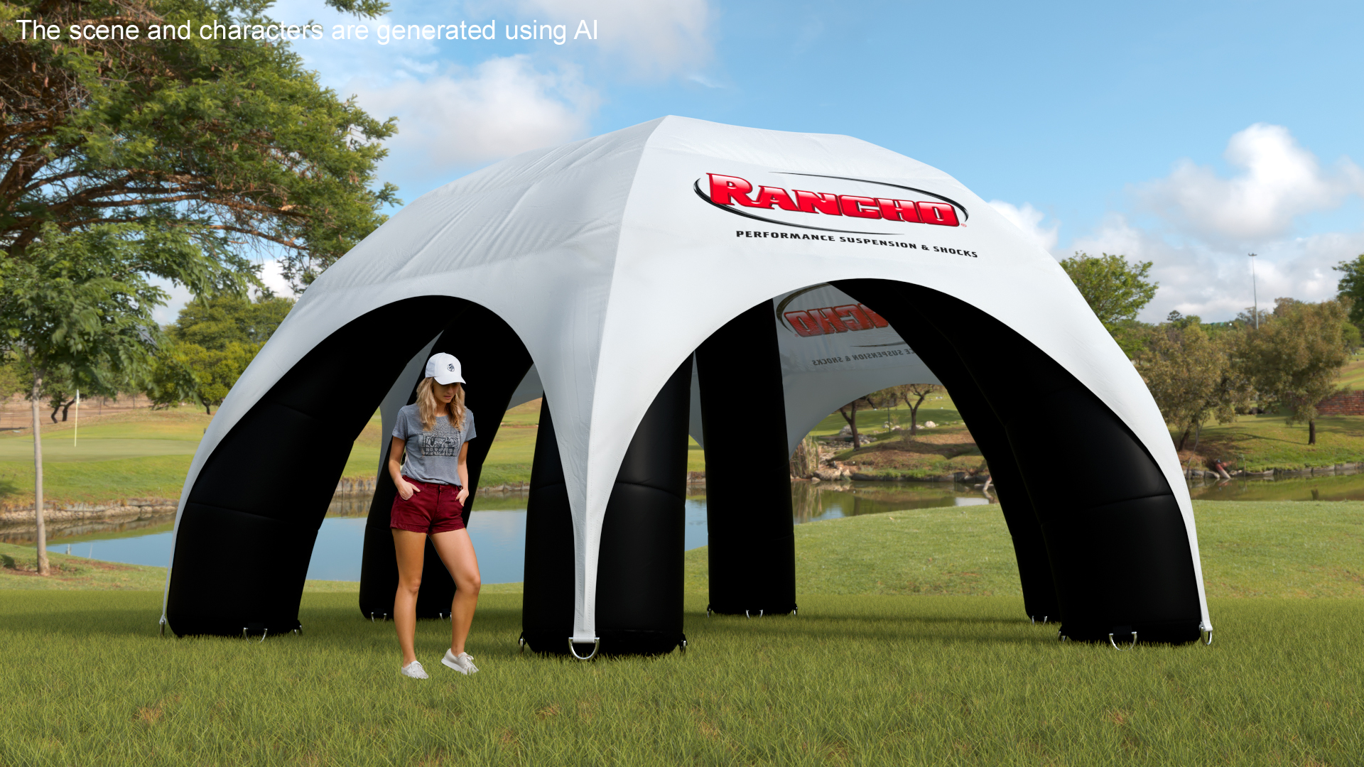 Inflatable Dome Tent Black White 3D