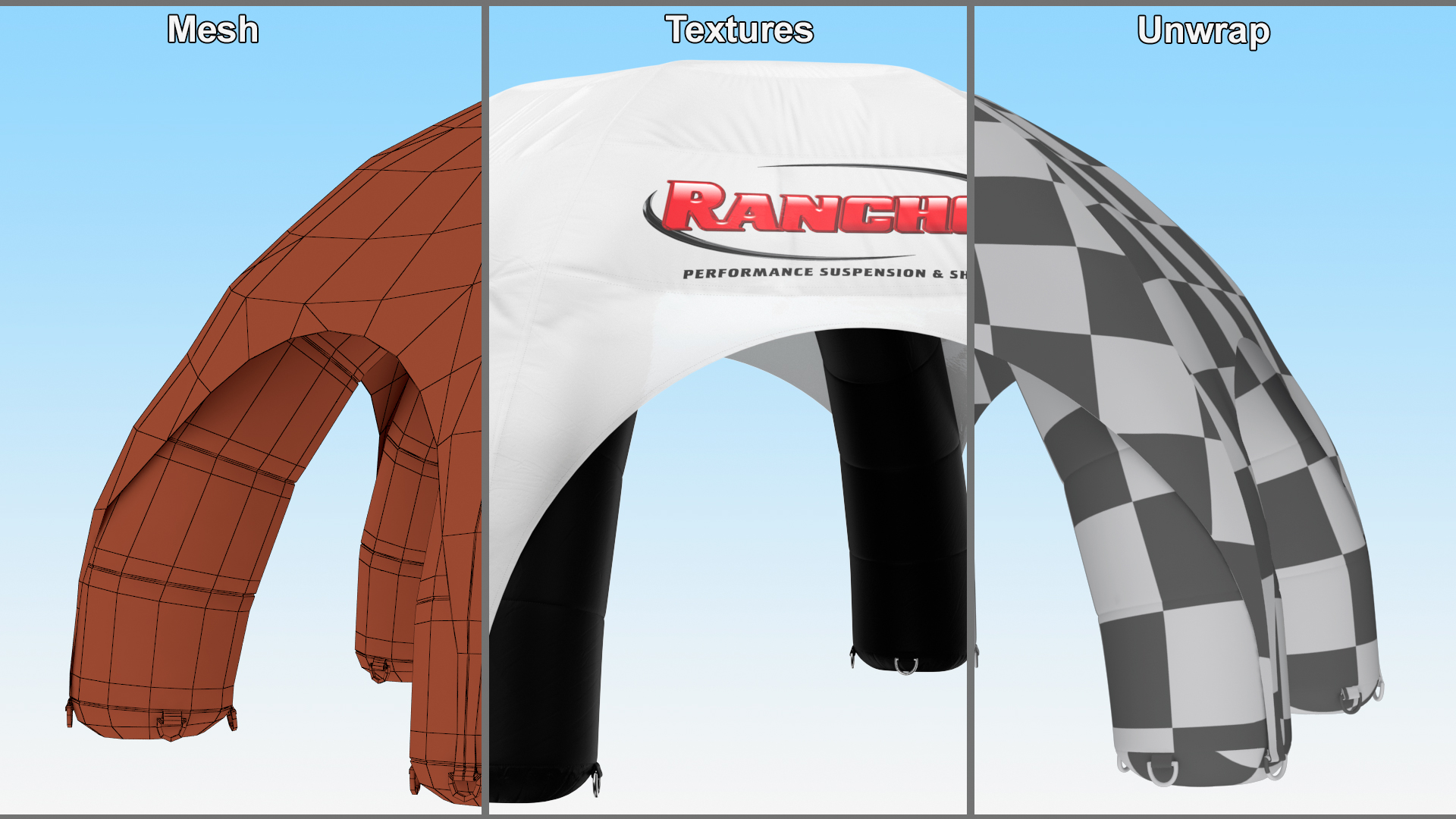 Inflatable Dome Tent Black White 3D