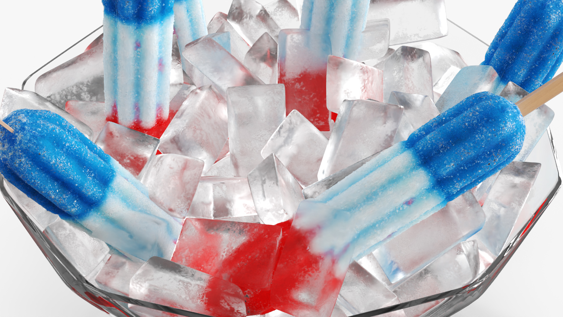 Bomb Pop Frozen Fruit Ice in Bowl with Ice Cubes - view 6