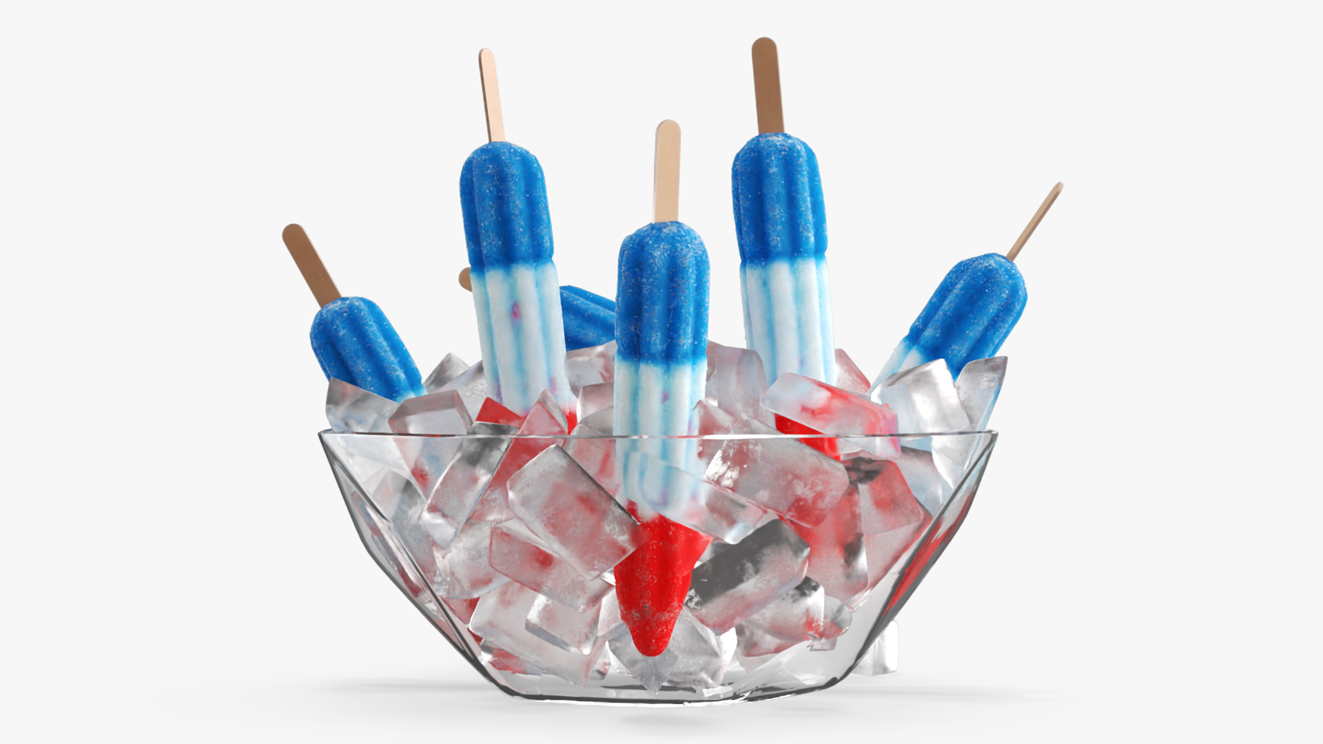 Bomb Pop Frozen Fruit Ice in Bowl with Ice Cubes - view 5