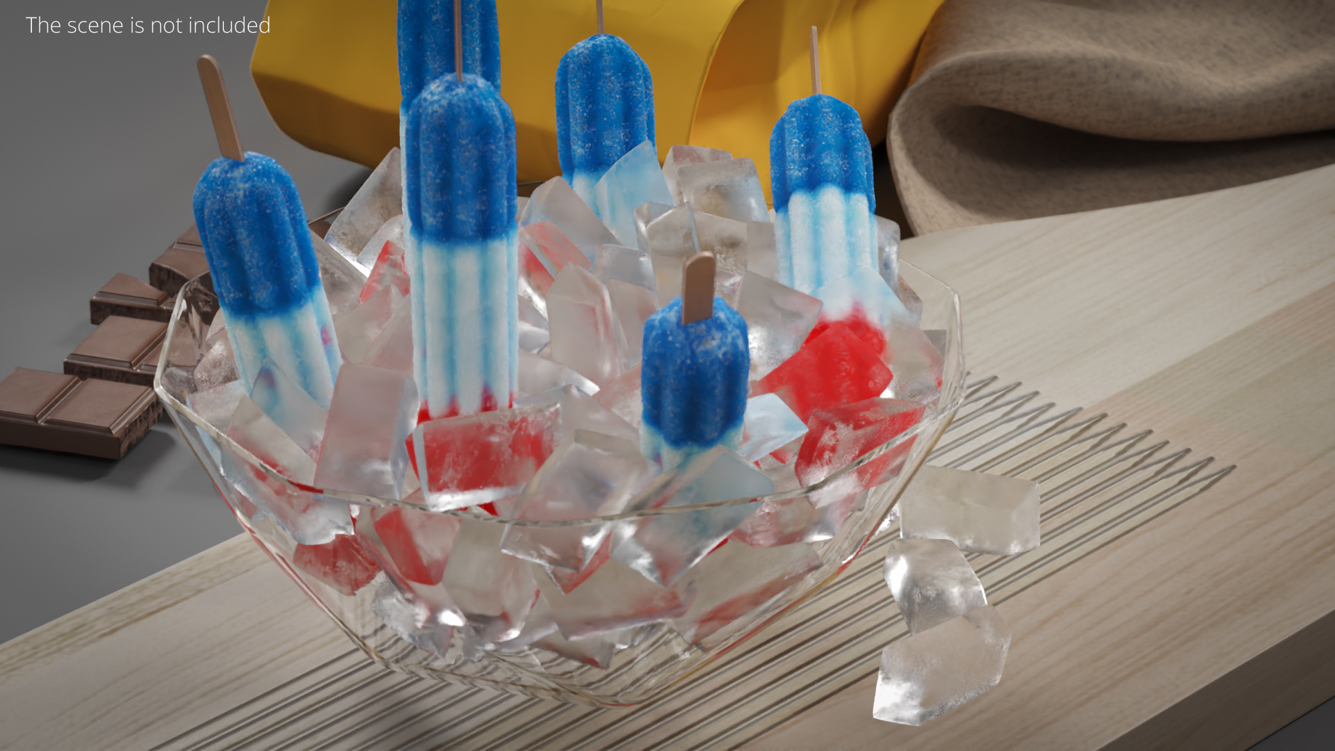 Bomb Pop Frozen Fruit Ice in Bowl with Ice Cubes - view 3