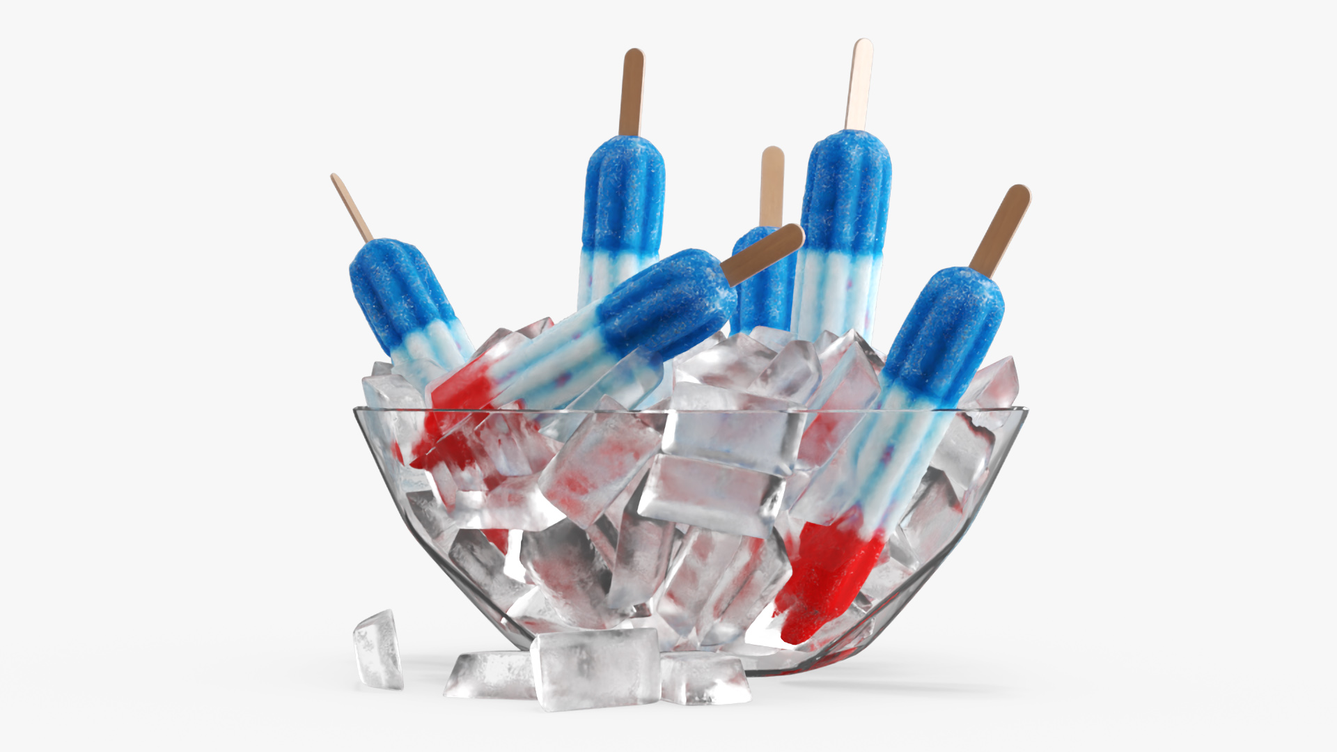 Bomb Pop Frozen Fruit Ice in Bowl with Ice Cubes - view 2