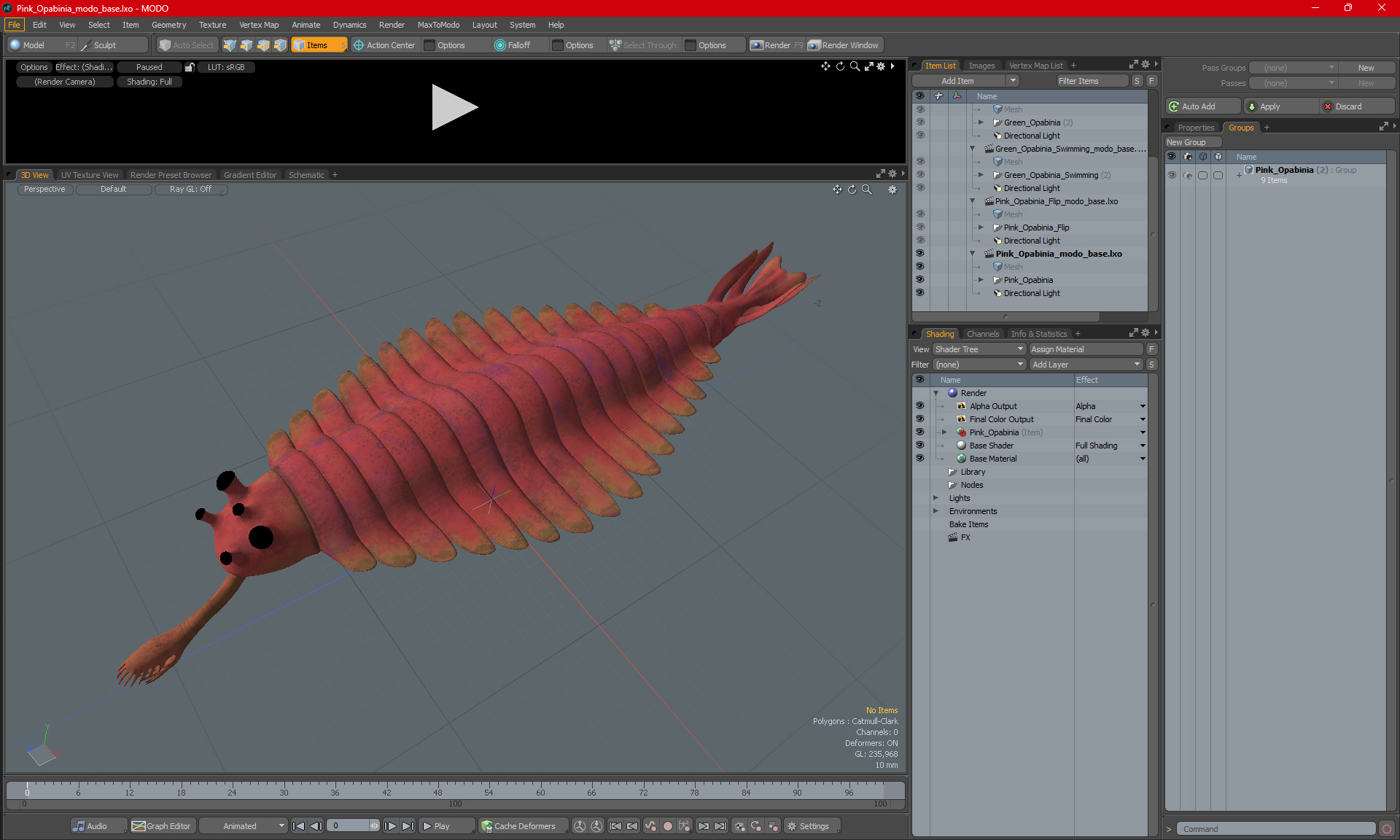 3D Pink Opabinia model