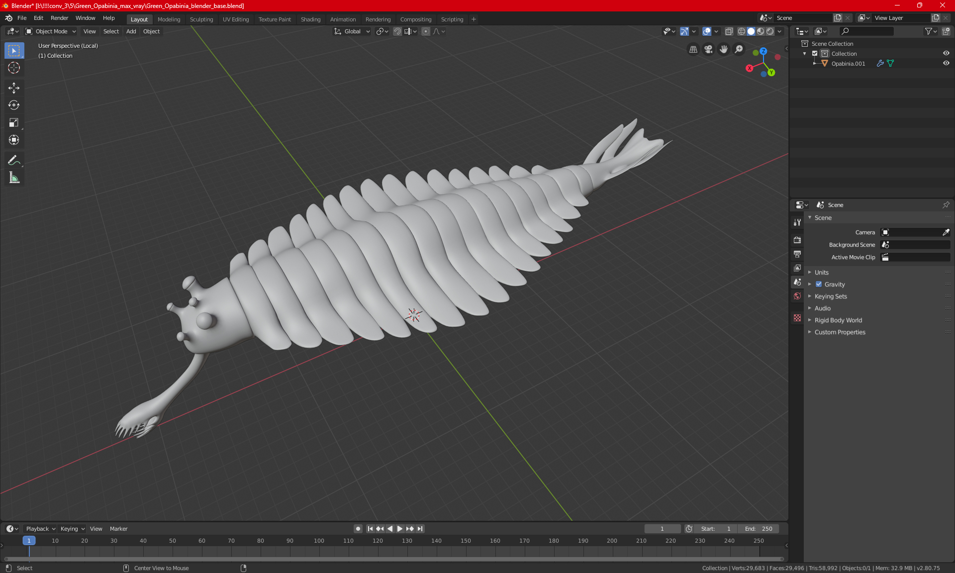 3D Pink Opabinia model