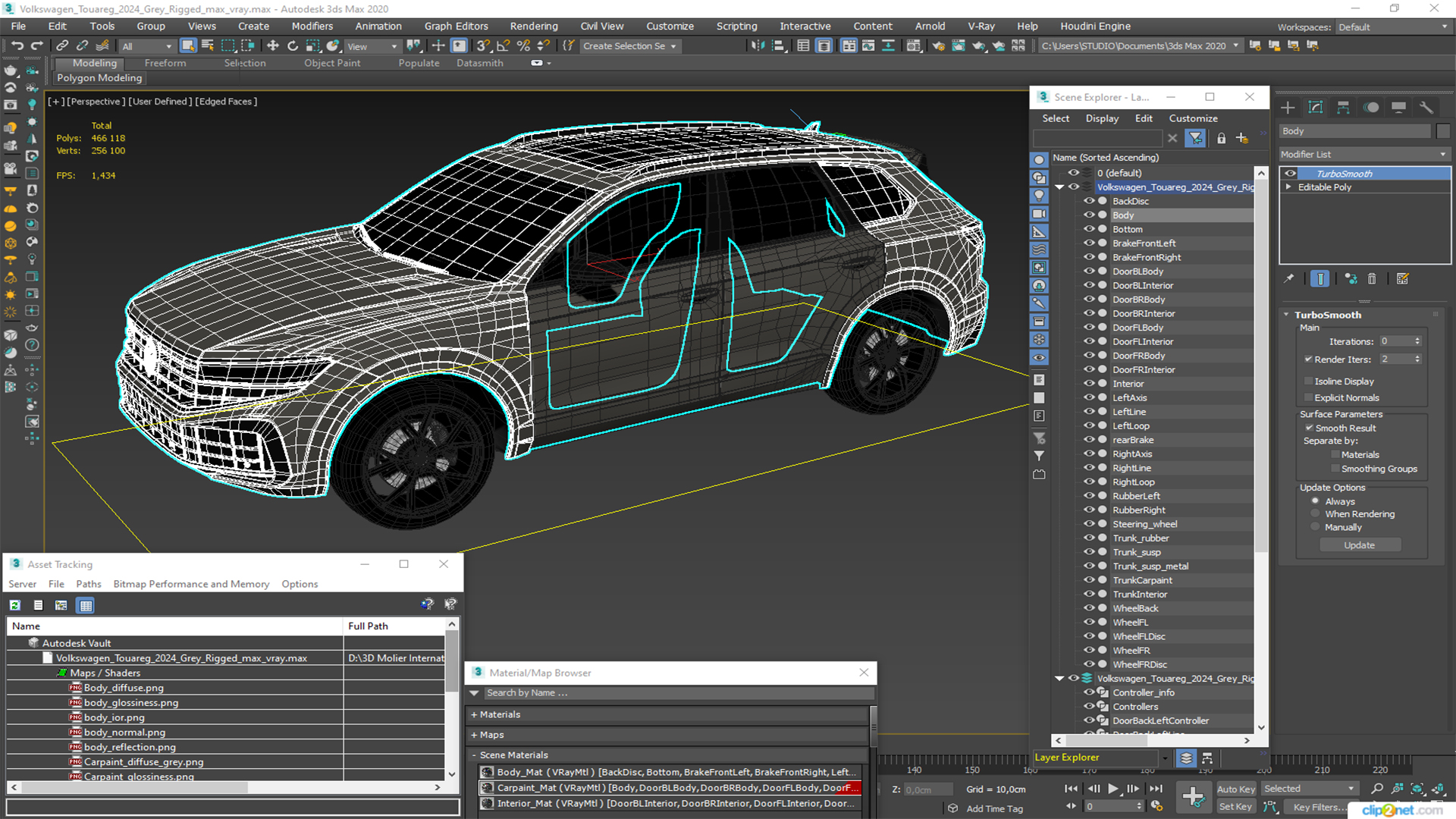 3D model Volkswagen Touareg 2024 Grey Rigged