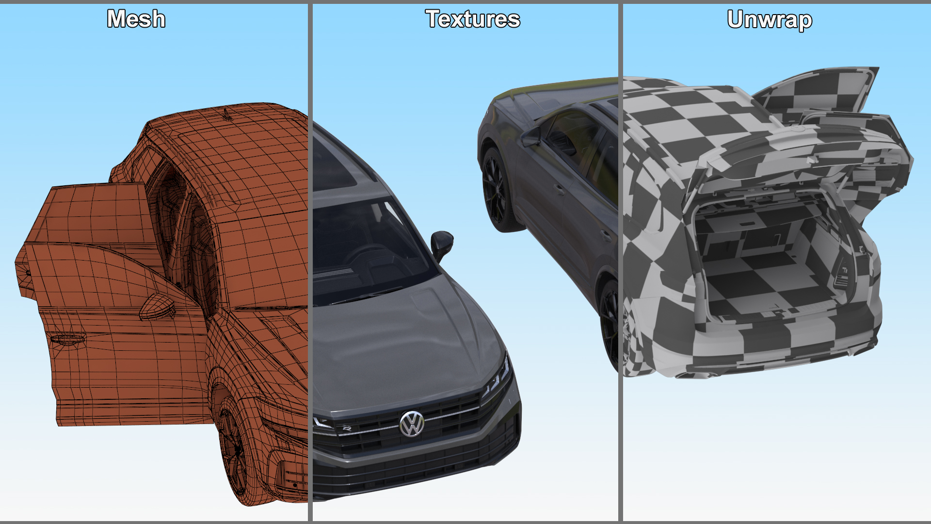 3D model Volkswagen Touareg 2024 Grey Rigged