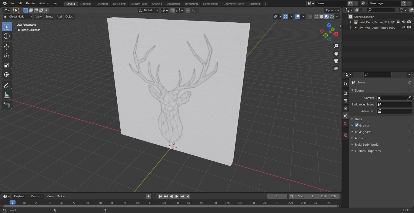 Wall Decor Picture IKEA PJATTERYD Black Deer 3D model