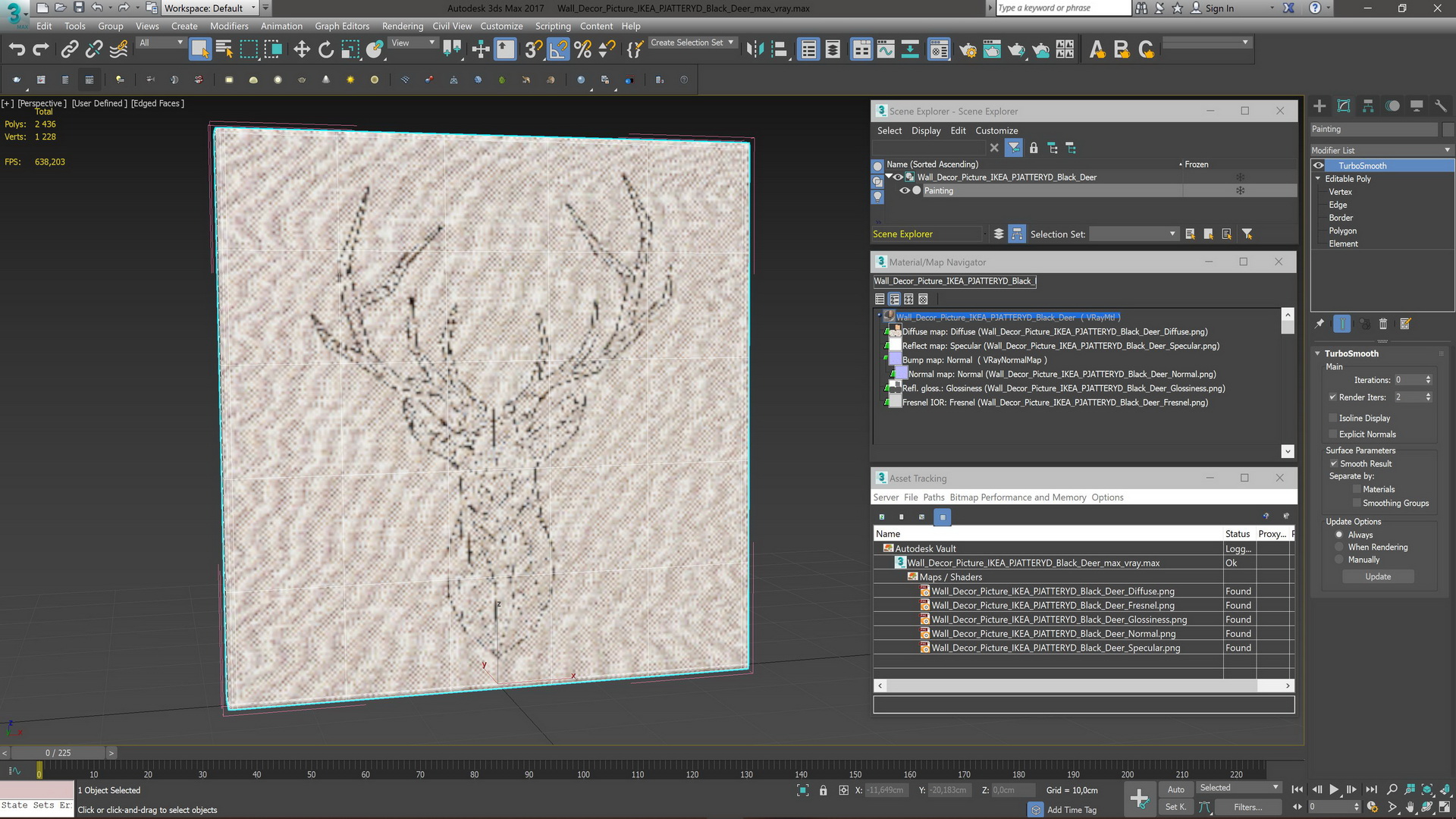 Wall Decor Picture IKEA PJATTERYD Black Deer 3D model