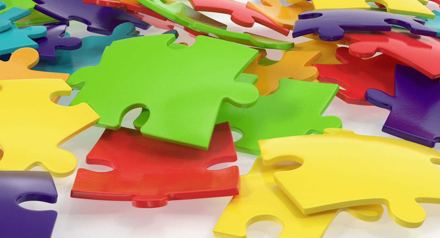 3D Colored Puzzle Pieces