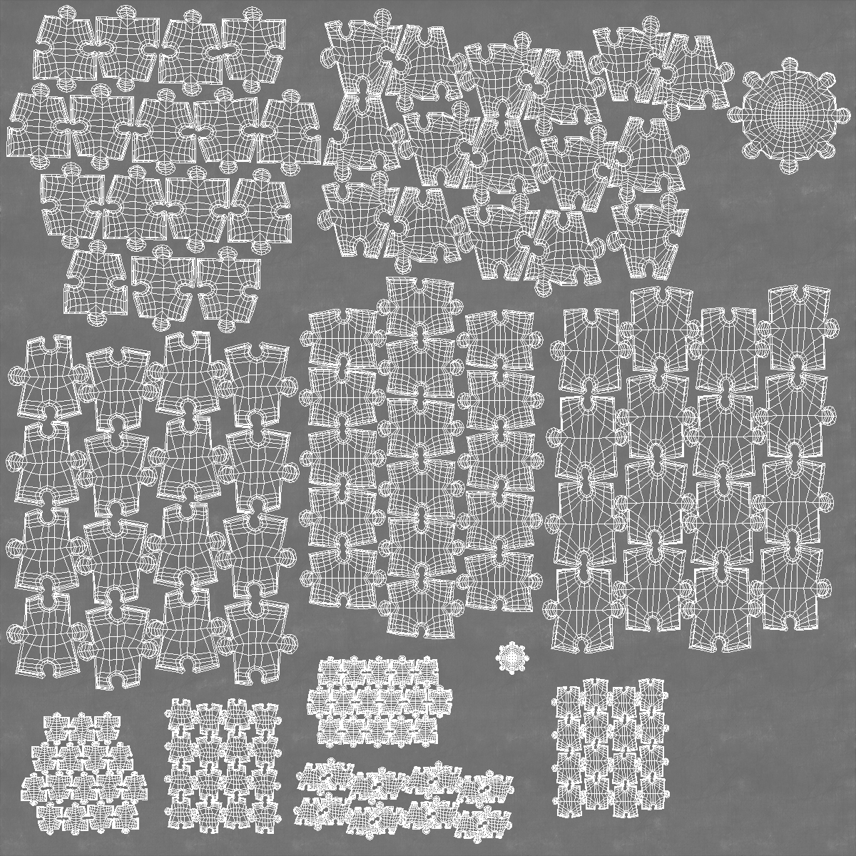 3D Colored Puzzle Pieces